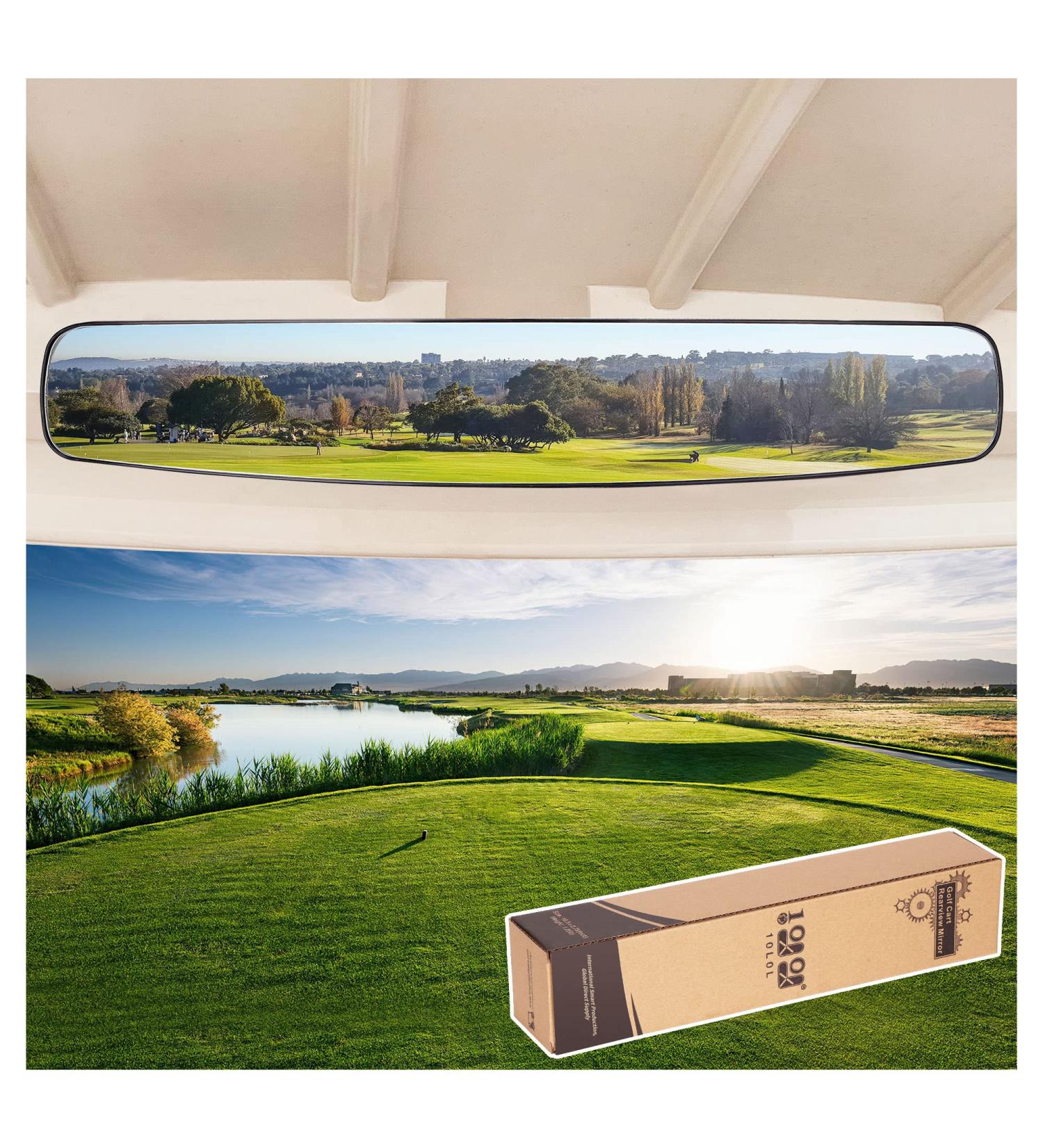 10L0L Golf Cart Rear View Mirror - Extra Wide Panoramic Fit for EZGO, Club Car, Yamaha | Improved Visibility for Safe Driving - Buy Online on GoSupps.com