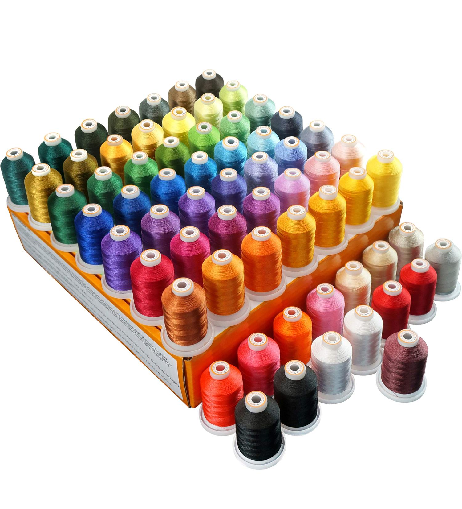 New brothread 64 Spools 1000M Polyester Embroidery Thread Kit - Ideal for Professional and Beginner Embroiderers - Buy Online on GoSupps.com