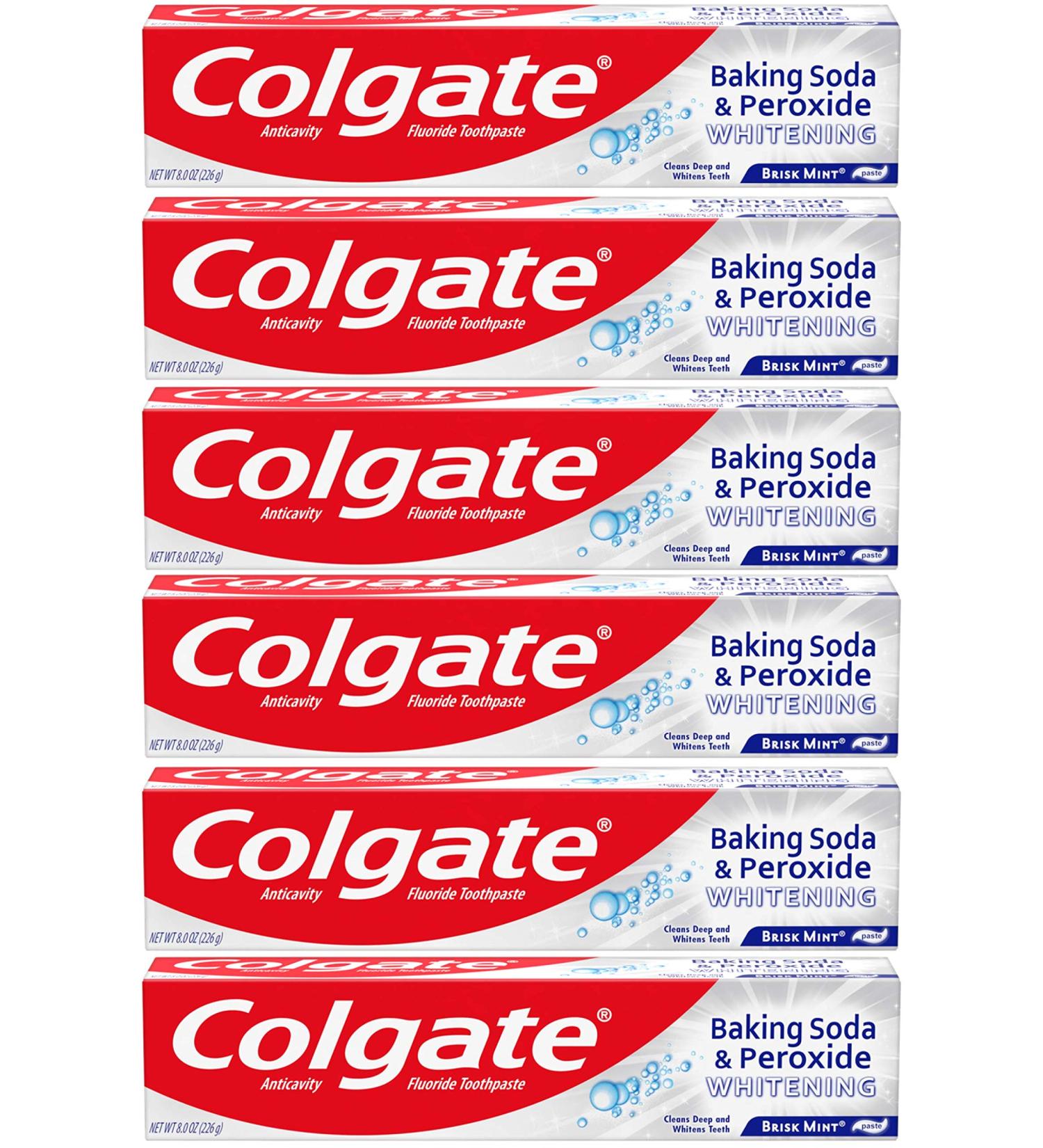 Colgate Baking Soda and Peroxide Whitening Toothpaste - 8oz (Pack of 6) - Buy Online on GoSupps.com