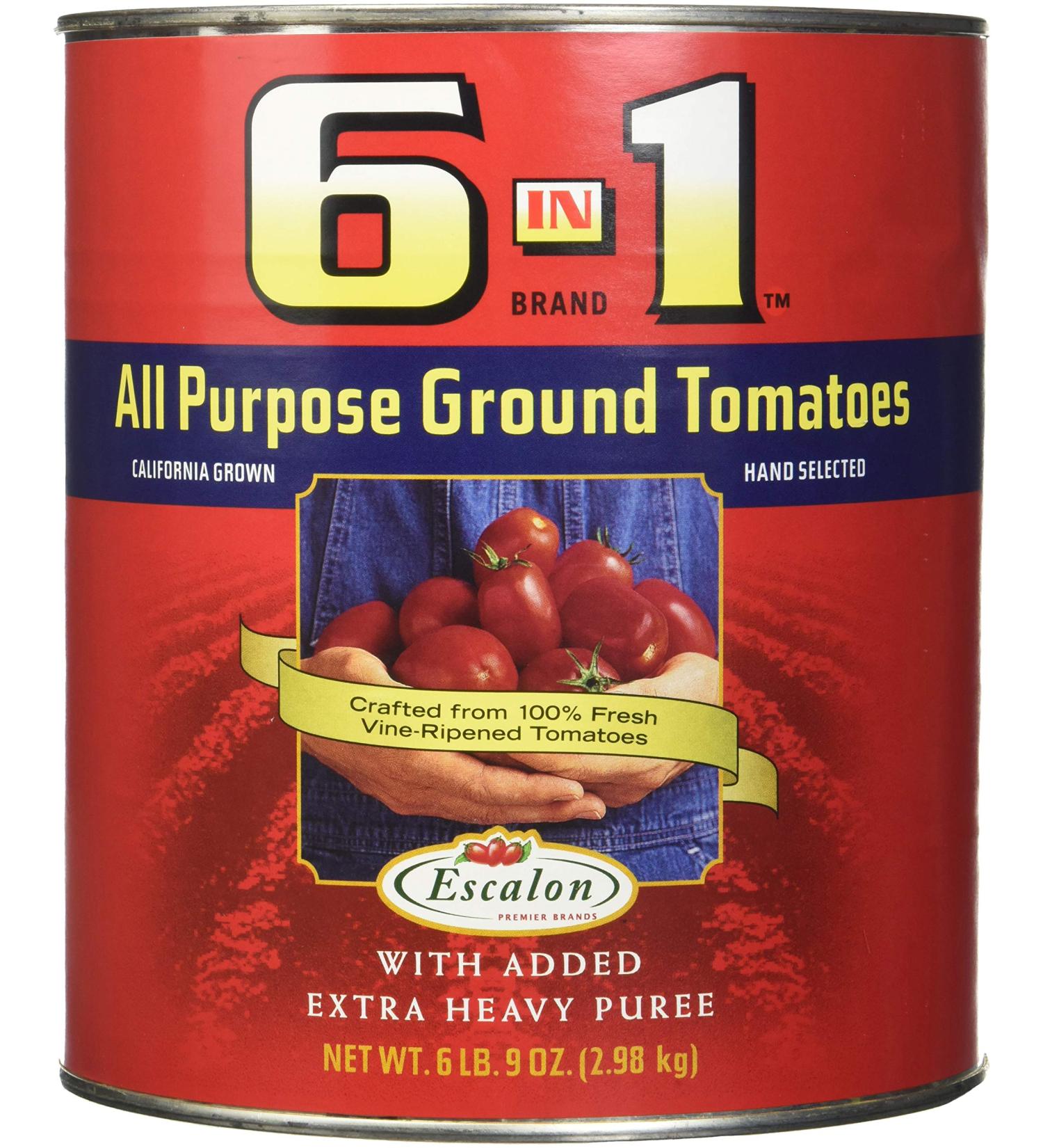 6 in 1 All Purpose Ground Tomatoes No. 10 Can - 6lb 9oz - 9oz Pack - Premium Quality for Cooking and Recipes - Buy Online on GoSupps.com