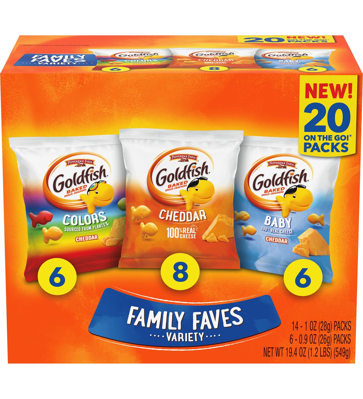 Goldfish Family Faves Lot de 20 crackers cheddar couleurs et papillotes pour b b  - Buy Online on GoSupps.com