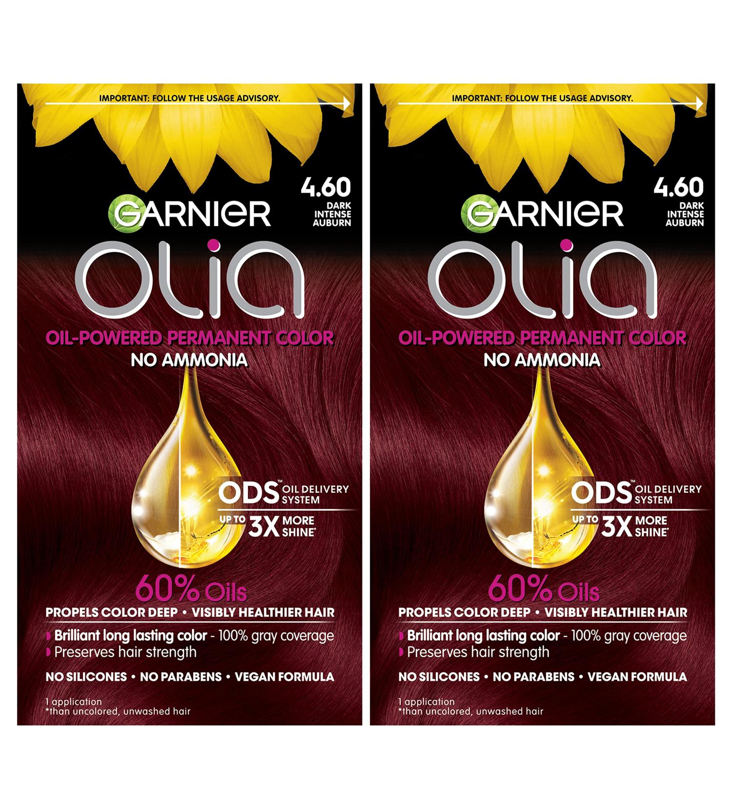 Garnier Olia Ammonia-Free Hair Color 4.60 Dark Intense Auburn - 2 Count Pack - Buy Online on GoSupps.com