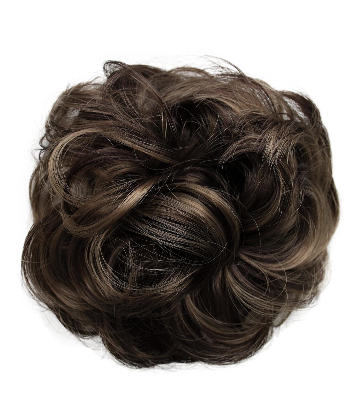 CAISHA Messy Scrunchie Bun Voluminous Wavy Hairpiece | Heat-Resistant Synthetic Fibres | Brown Mix #32AH12 - Buy Online on GoSupps.com