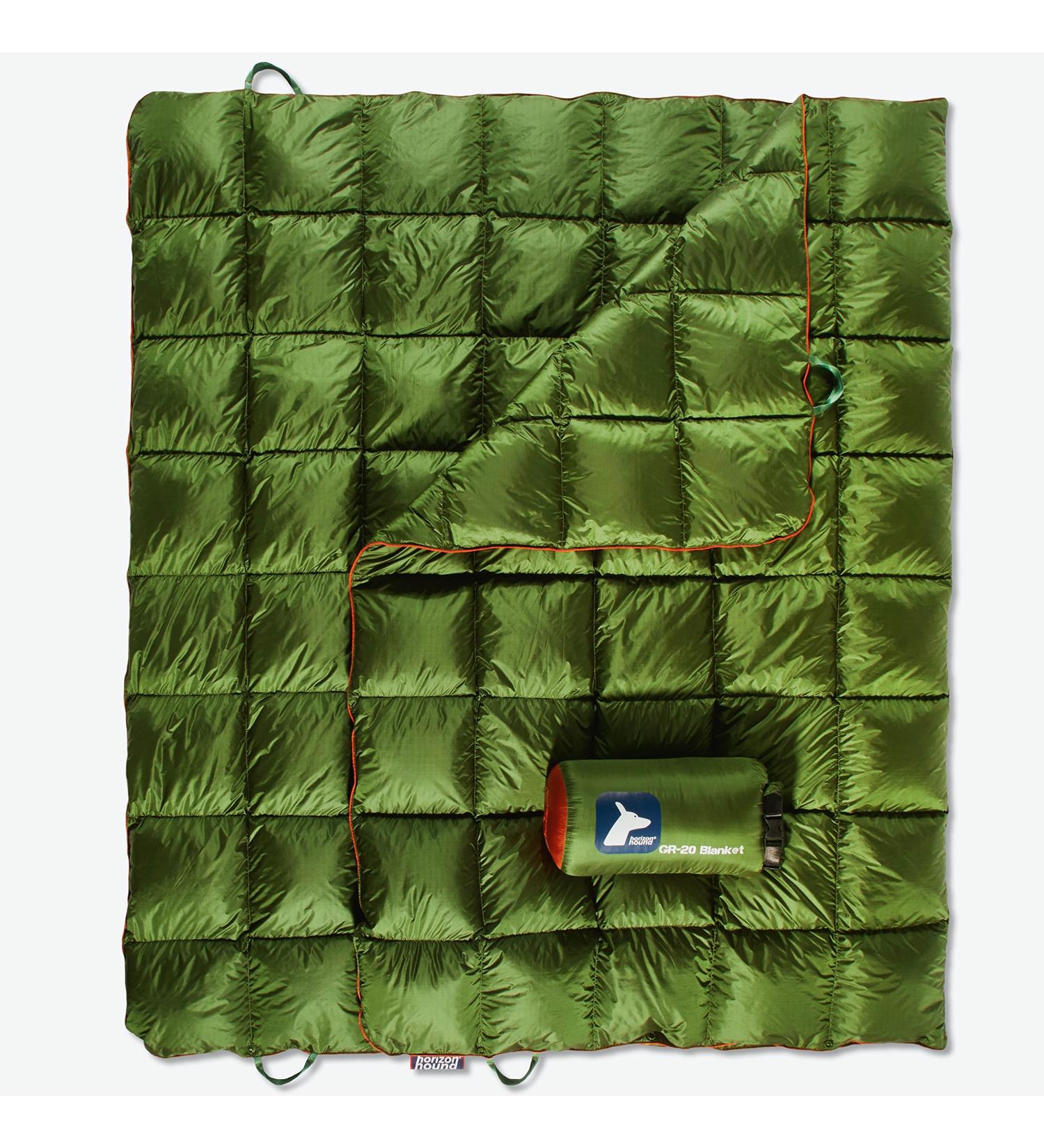 Horizon Hound Down Camping Blanket - Lightweight & Warm Outdoor Travel Quilt | Sustainable Insulated Down | Perfect for Camping, Stadium, Hiking & Festivals | Water Resistant & Packable - Green, 1lb 1oz, 77 x 50 - Buy Online on GoSupps.com