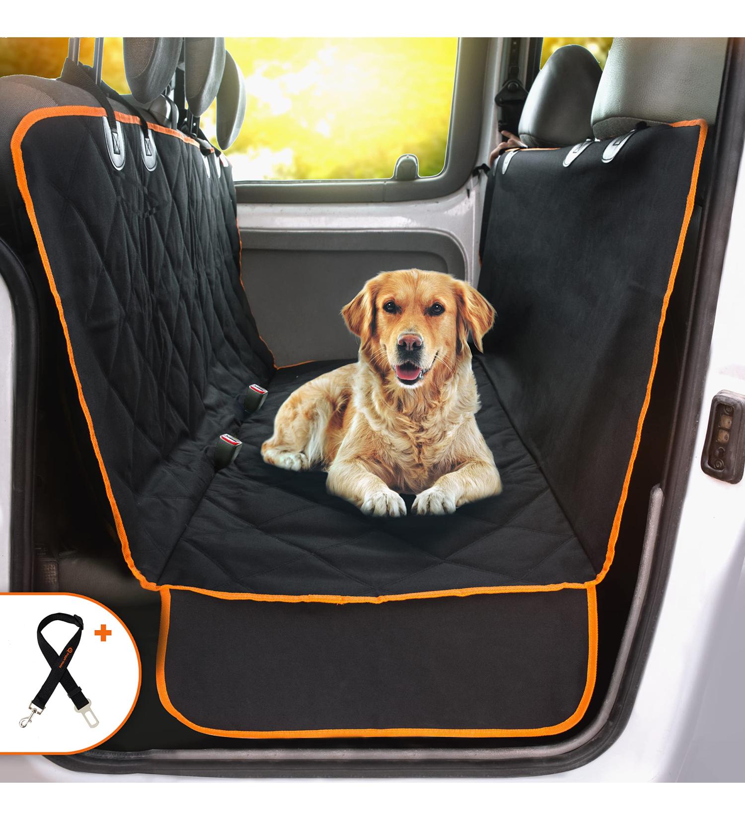 Durable Dog Car Seat Cover for Back Seat - Waterproof & Scratchproof Protector for Cars & SUVs | Nonslip Hammock with Extra Side Flaps - Orange - Buy Online on GoSupps.com