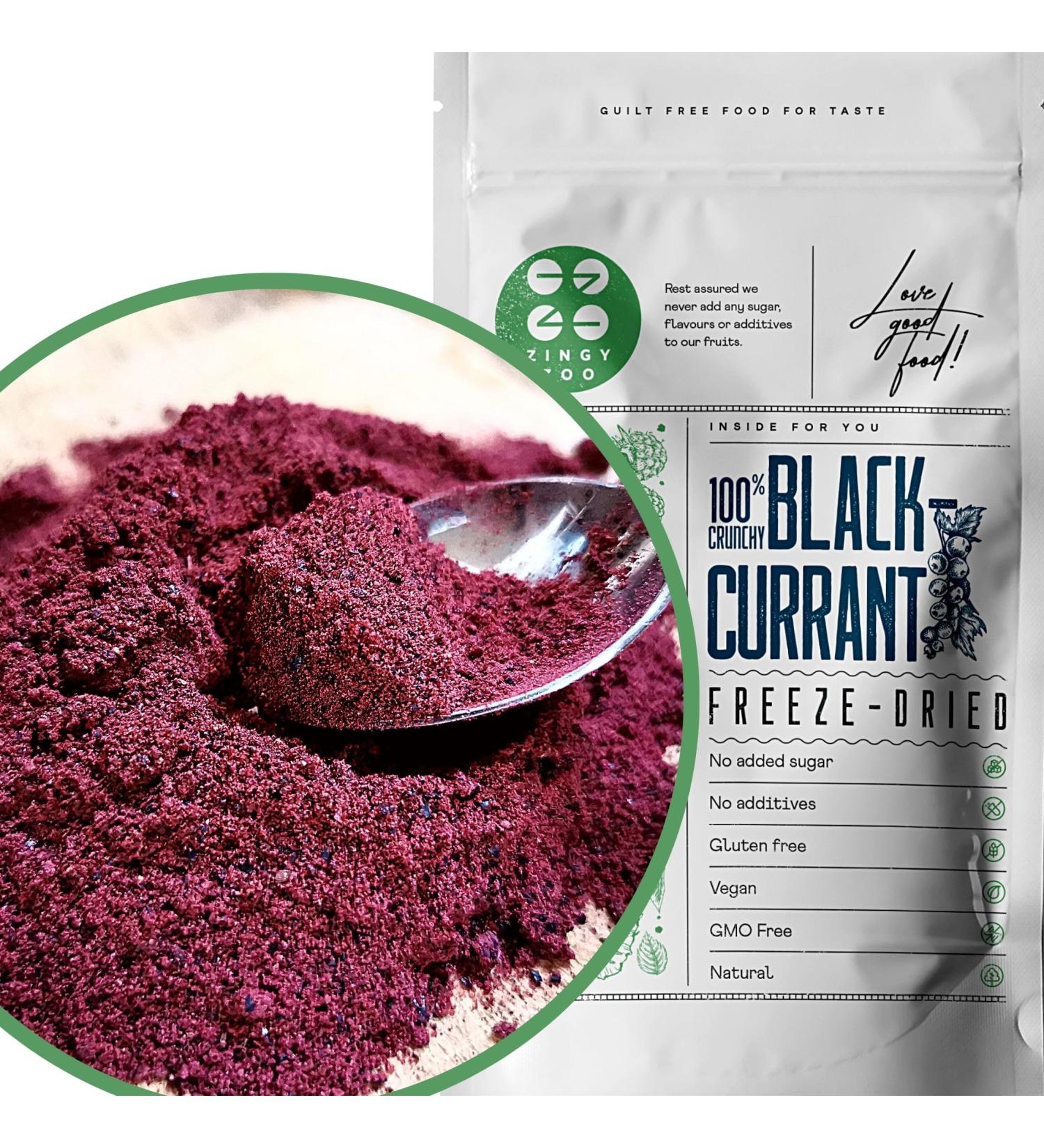 Freeze Dried Blackcurrant Powder | Superfood Blackcurrant Bud Powder Pure and Natural Black Currant | Freeze Dried Fruit | Pure Vegan Dried Fruit Powder (100g) - Buy Online on GoSupps.com