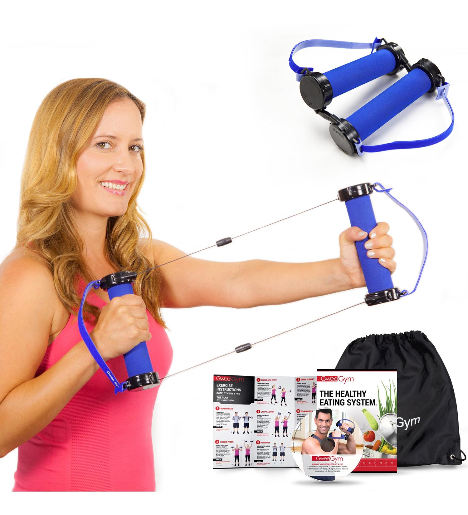 Gwee Best Resistance Bands Exercise Kit | Total Body Workout & Muscle Building | Ultimate Gym Crosstrainer with DVD Travel Bag & Healthy Eating e-Book | Blue - Buy Online on GoSupps.com