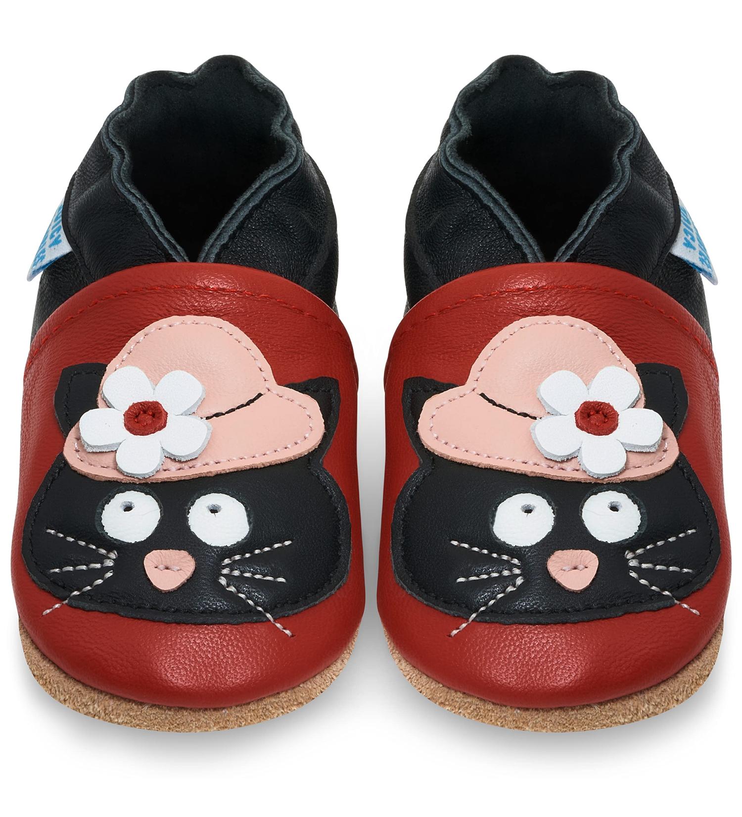 Cat in a Hat Baby Shoes - Soft Sole Leather Toddler Shoes for Baby Girl Boy Walking 0-6 Months - Buy Online on GoSupps.com