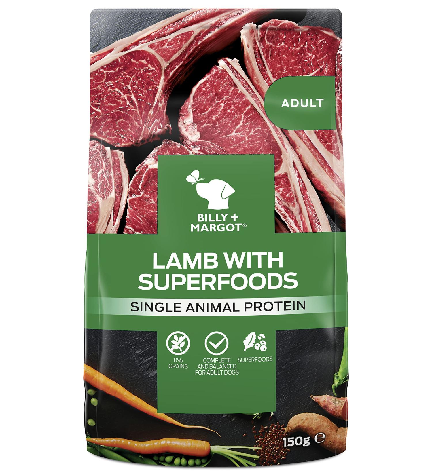 Billy & Margot Pack of 12 sachets of Lamb Food and superfood 150 g - Buy Online on GoSupps.com