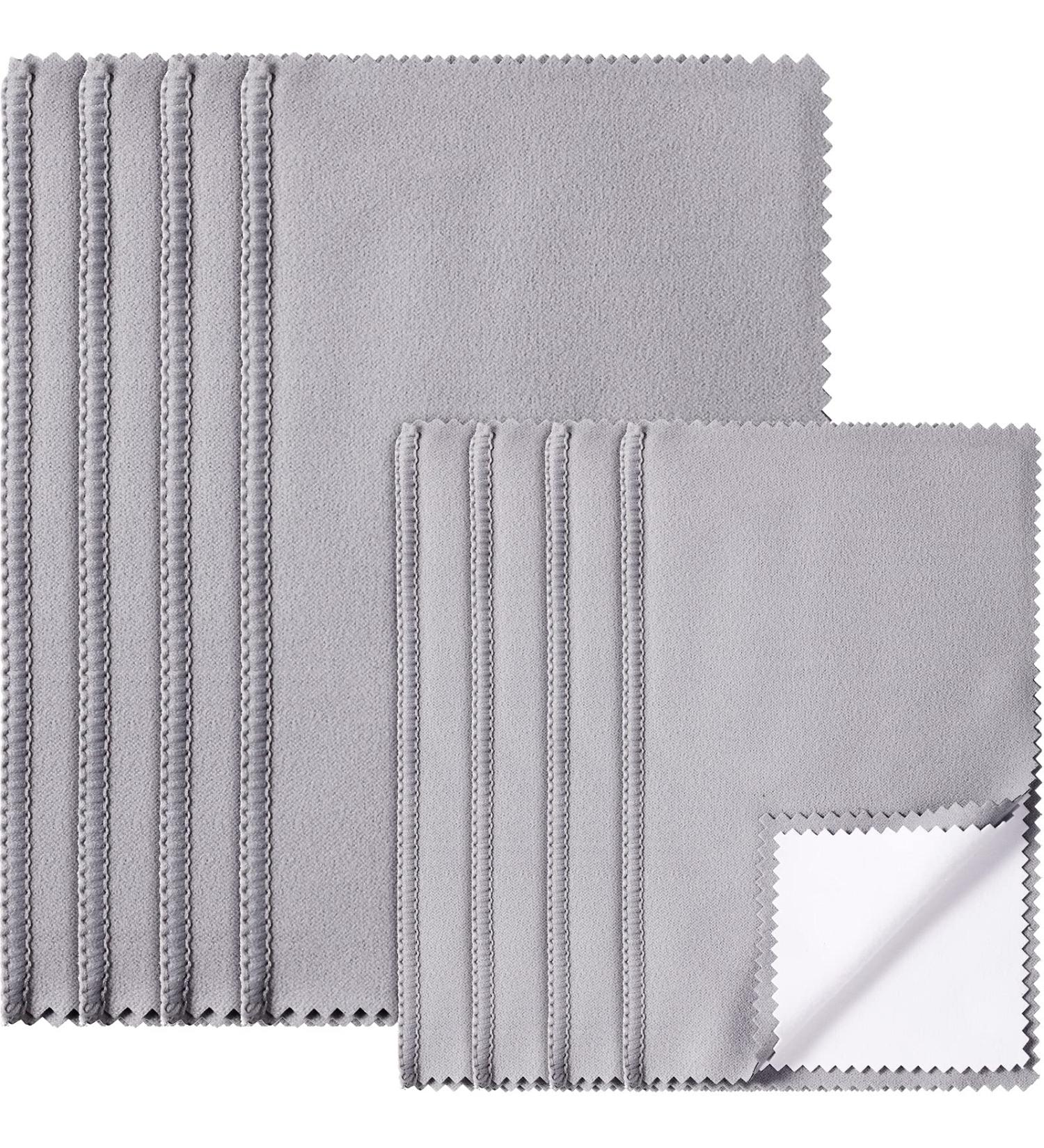 8-Piece Large Jewelry Polishing Cloth Set for Gold, Silver, Platinum - 11 x 14 Inch and 6 x 8 Inch - Grey/White - Buy Online on GoSupps.com