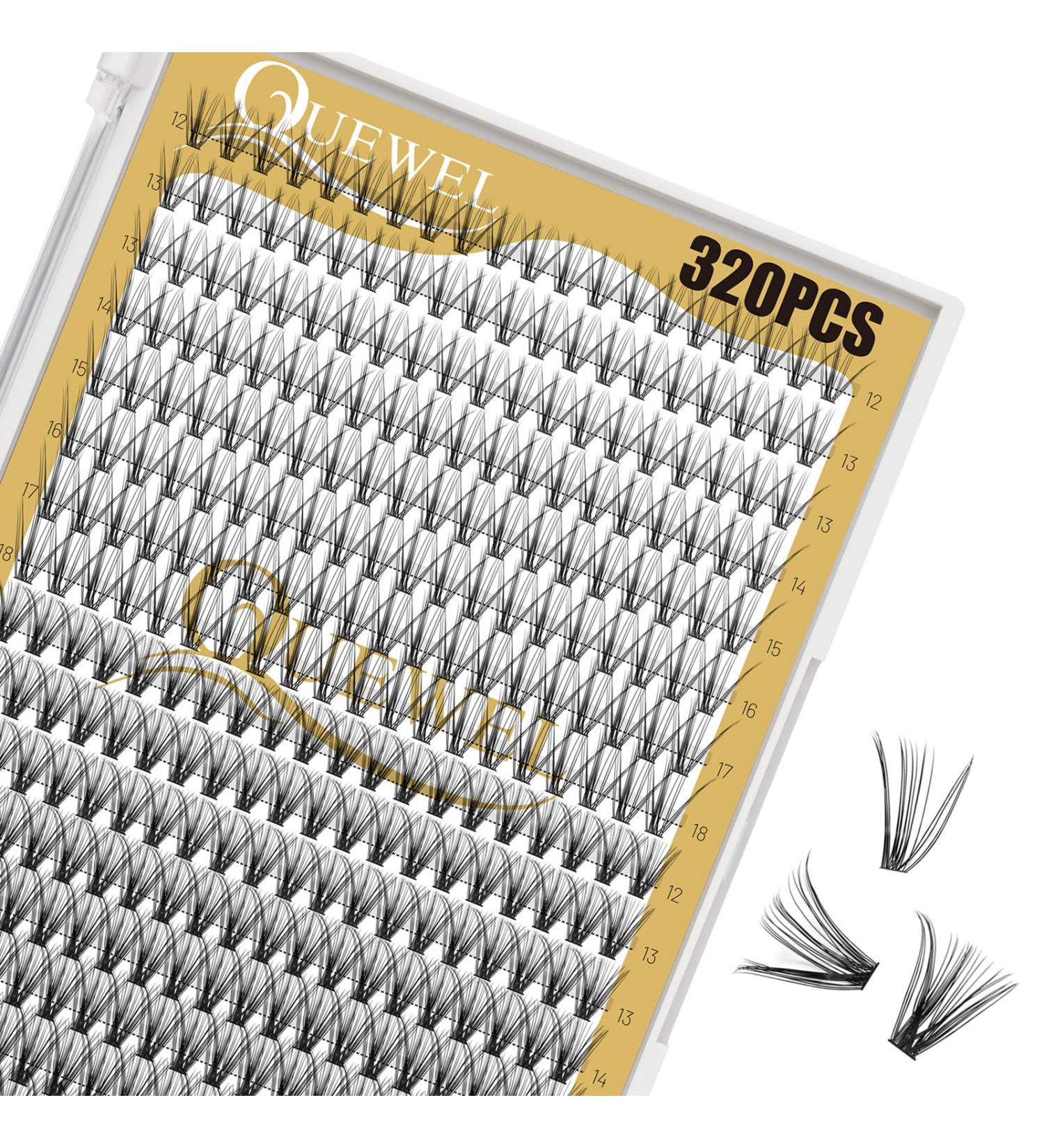 QUEWEL Individual Cluster Lashes - 320pcs 0.07C Curl DIY Eyelash Extensions (20D + 30D 12-18mm Mix) - Natural Look at Home - Buy Online on GoSupps.com