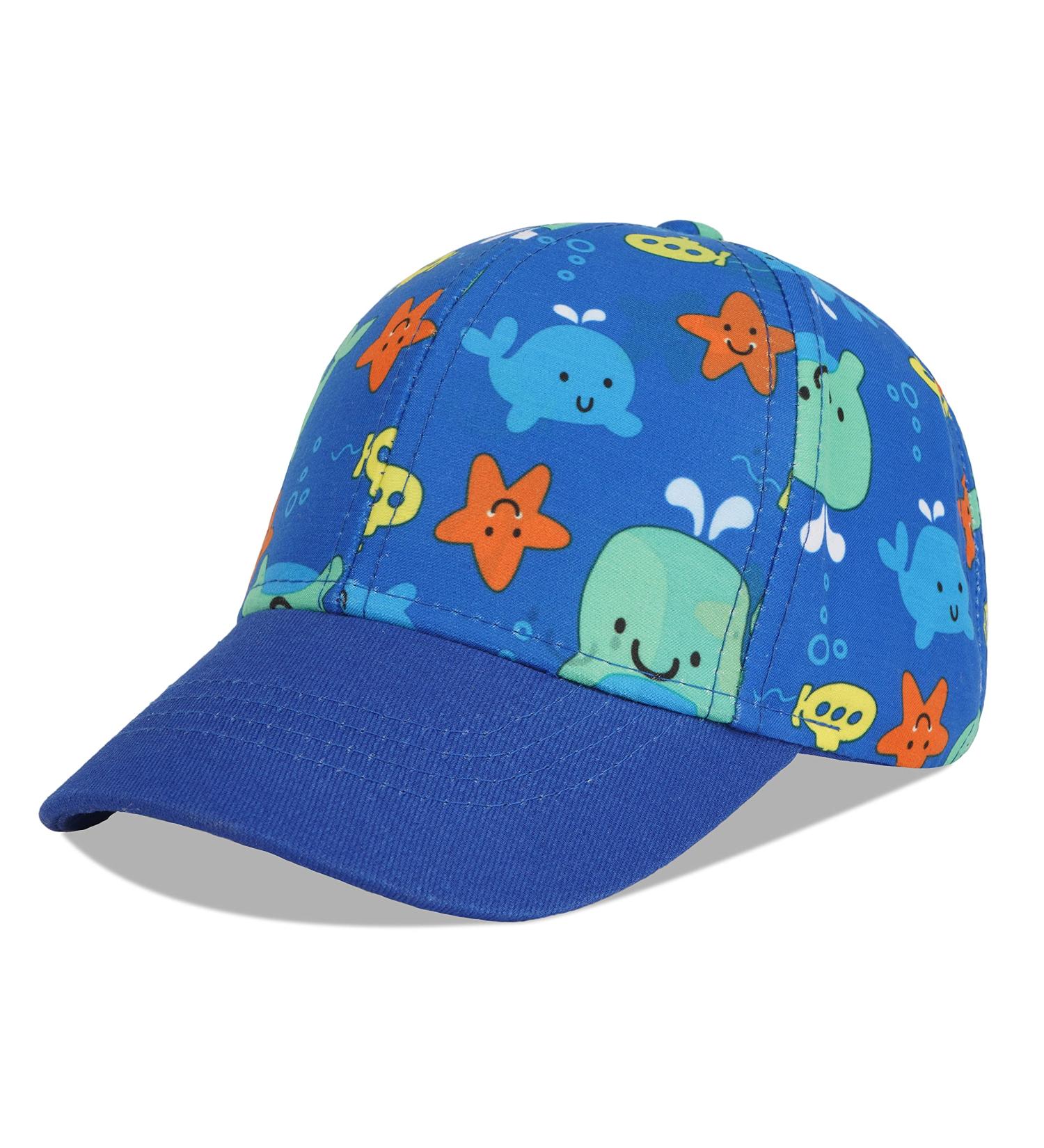 LANGZHEN 100% Cotton Kids Baseball Cap Hat | Adjustable Sun Hat for Boys and Girls | Blue Whale Design | Outdoor Children's Hat - Buy Online on GoSupps.com