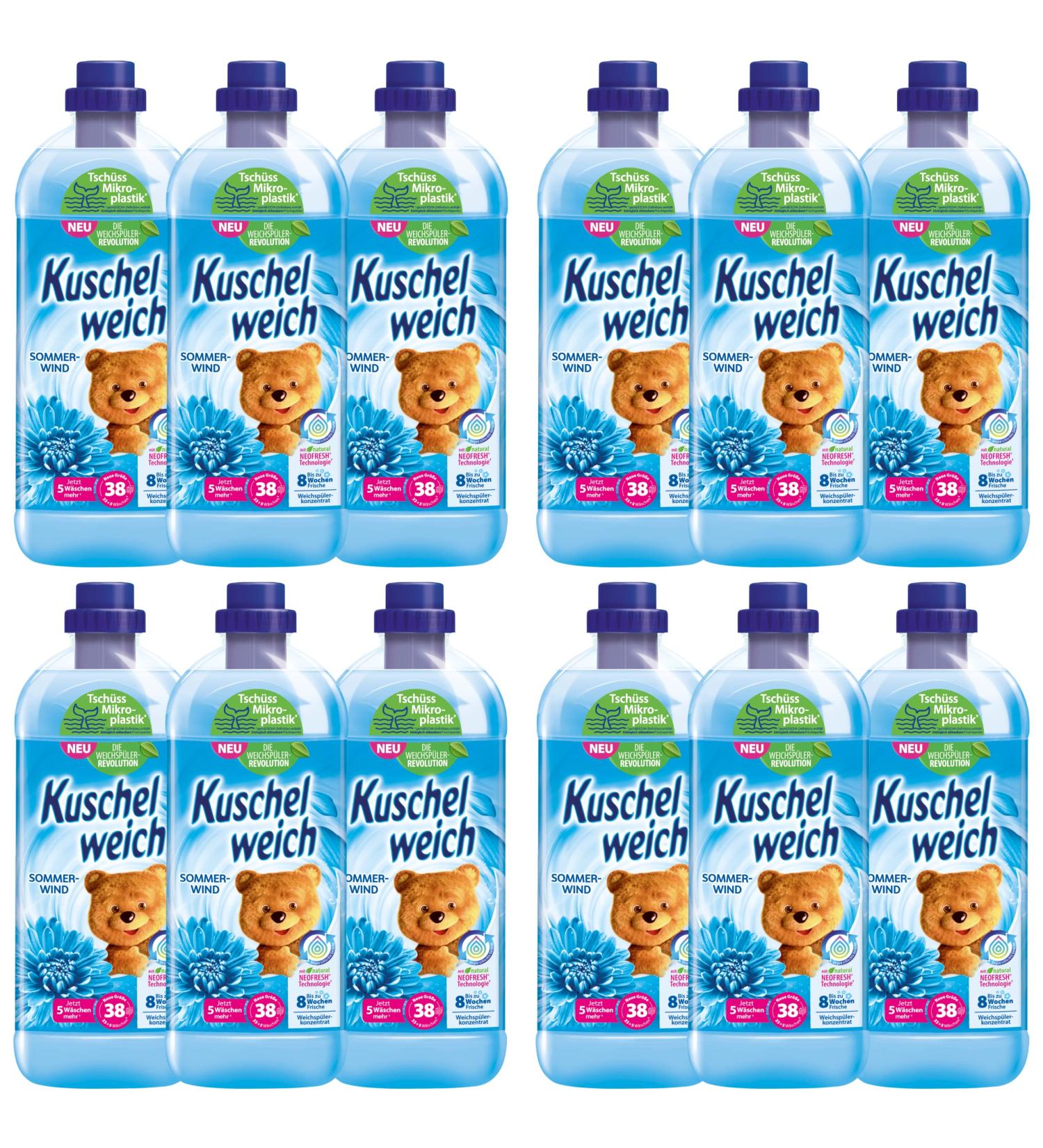 Cuddly Soft Fabric Softener Summer Wind | Dermatologically Tested Microplastic-Free 12 x 1L for 38 Washes - International Shipping Available - Buy Online on GoSupps.com