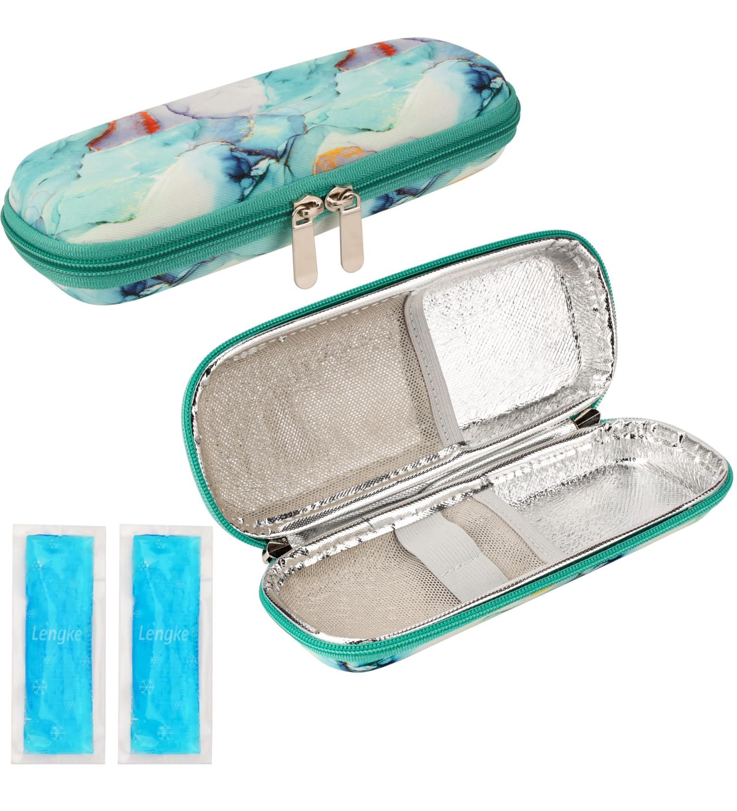 Belle Vous Insulin Cooling Bag Travel Set | Diabetes Pocket for Insulin & Meds | Reusable Cooling Packs | Portable Light Blue Medication Box - Buy Online on GoSupps.com