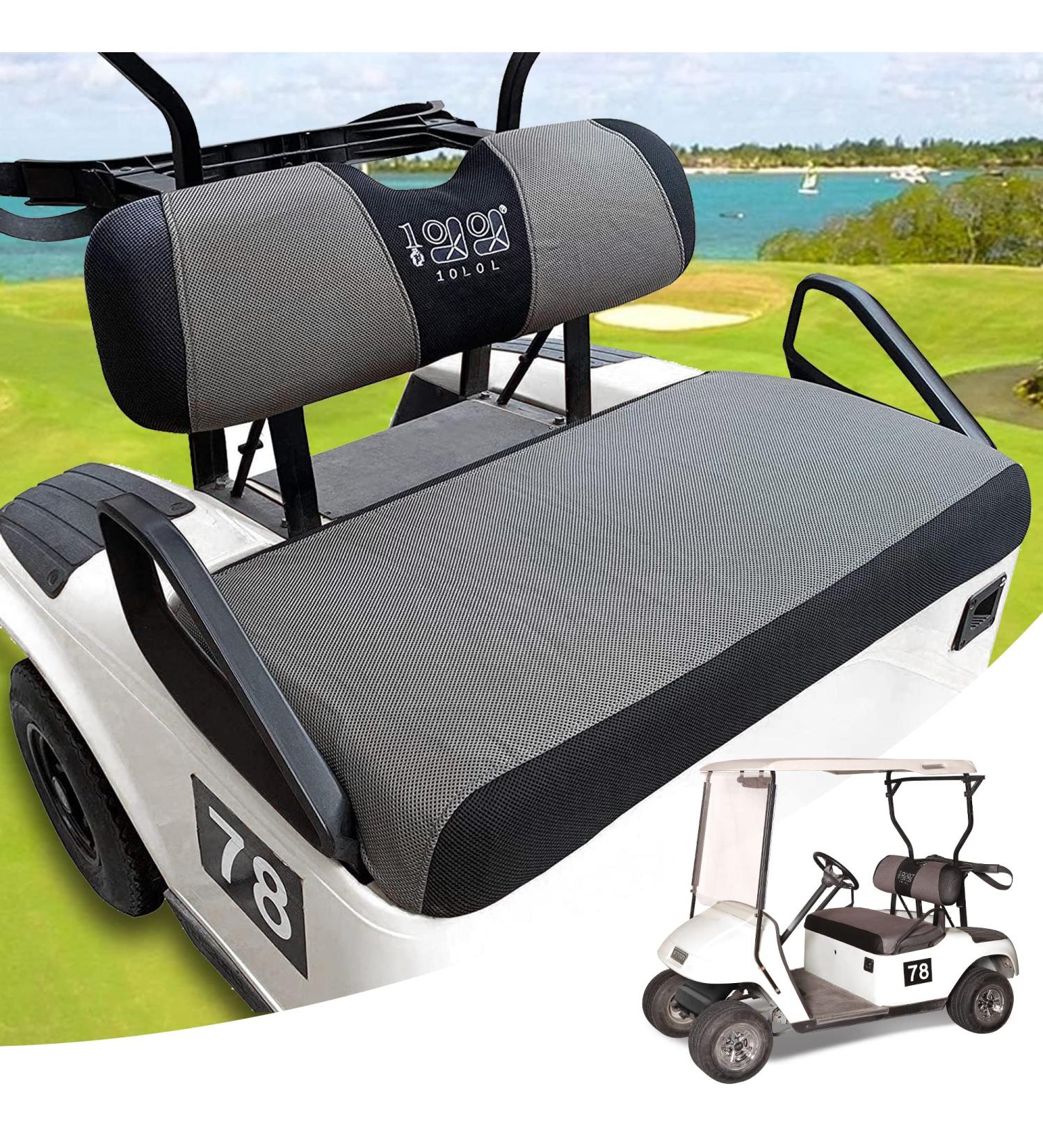 10L0L Universal Golf Cart Seat Covers - Durable Breathable Material - EZGO TXT RXV Club Car DS - Brown-Grey/Black - Easy Install - Buy Online on GoSupps.com