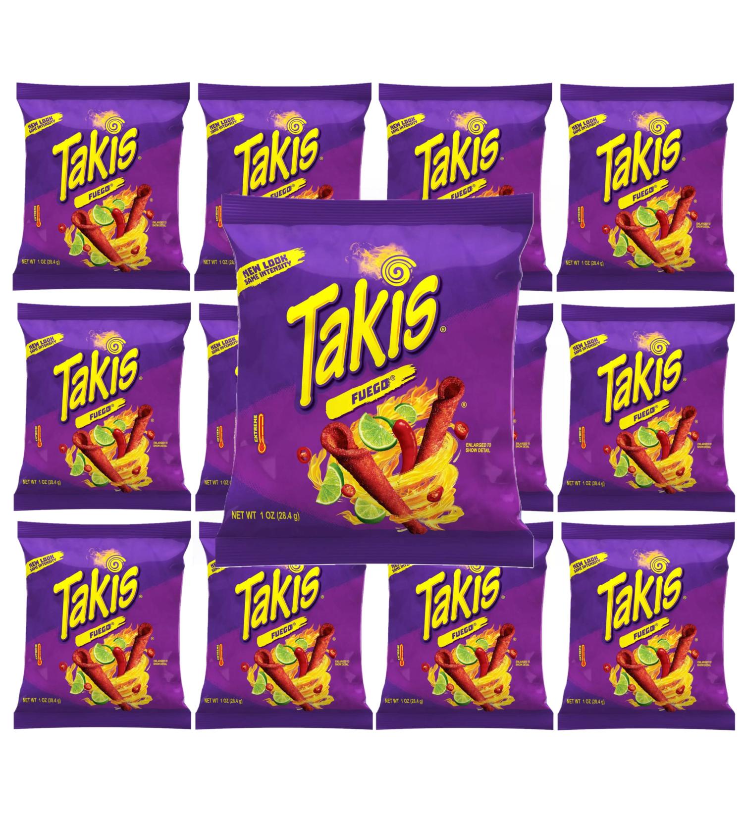 Takis Fuego 1oz Pouches - Pack of 12 | Spicy Tortilla Chips | Small Size Pack - Buy Online on GoSupps.com