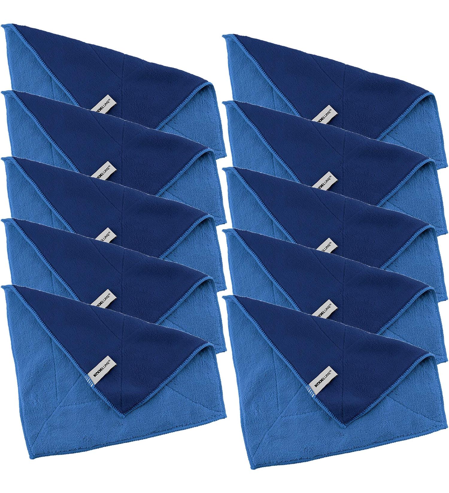 Kochblume 1-3-5-10 Set | Microfibre Cloth Cleaning Cloth 30 x 30 cm Absorption Capacity up to approx. 300 ml | In a Colourful Box (Blue/DKL-Blue Set of 10) Blue 10er Set - Buy Online on GoSupps.com