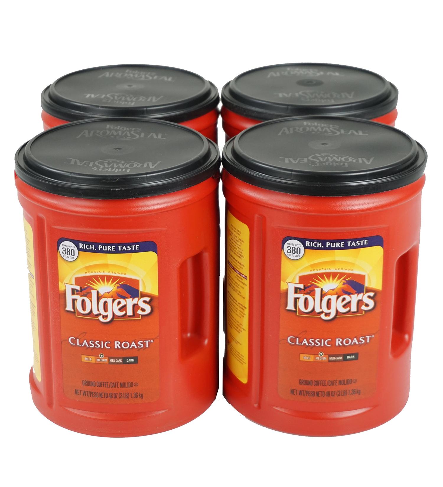Folgers 4-Pack of 48 Ounce Canisters Classic Medium Roast Coffee - Buy Online on GoSupps.com