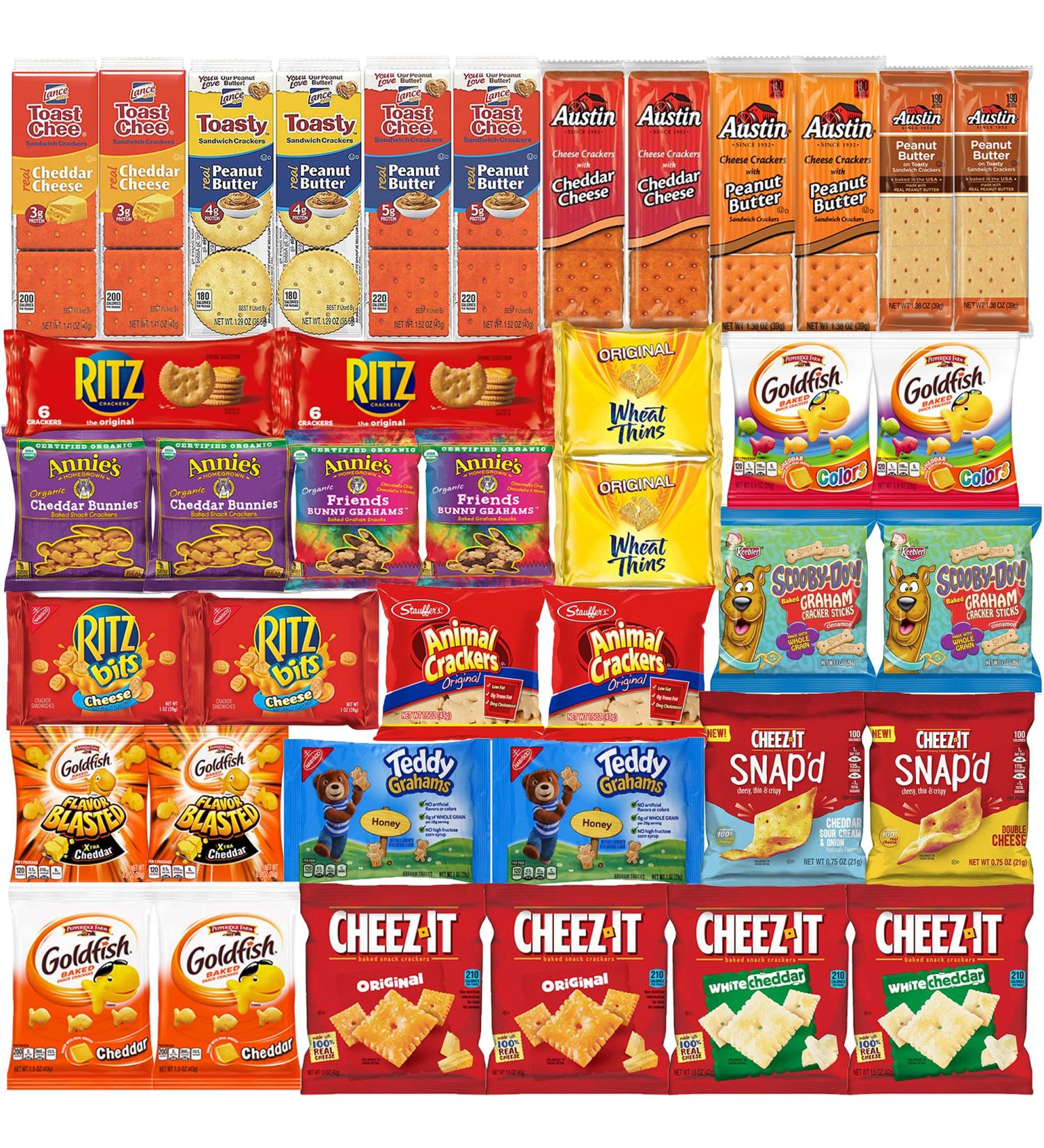 40-Count Assorted Crackers Variety Pack - Individually Wrapped Snacks with Cheese & Peanut Butter - Buy Online on GoSupps.com