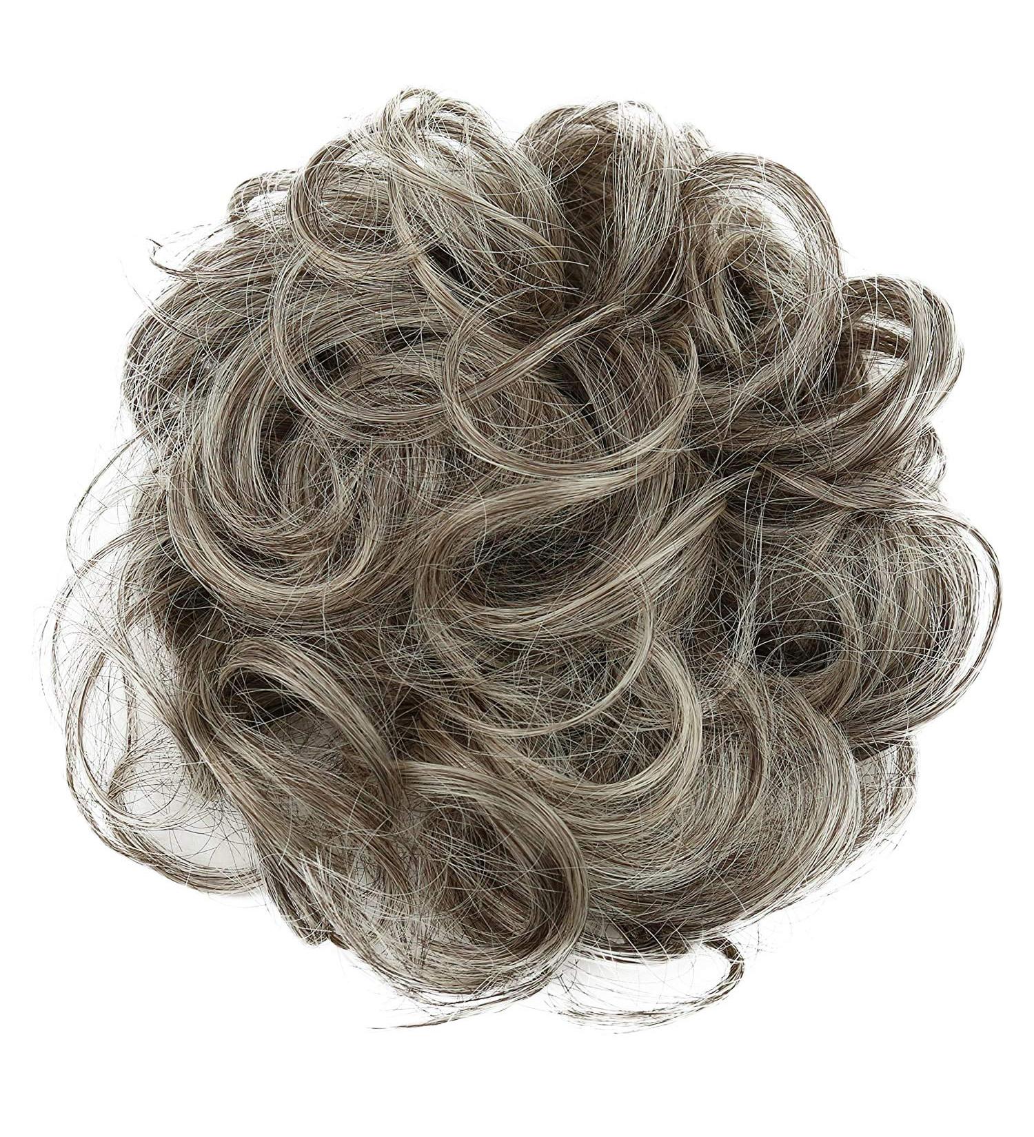CAISHA by PRETTYSHOP Messy Scrunchie Bun Gray Blond Mix Hairpiece | Heat-Resistant Synthetic Fibres | Voluminous Wavy Style - G21A - Buy Online on GoSupps.com