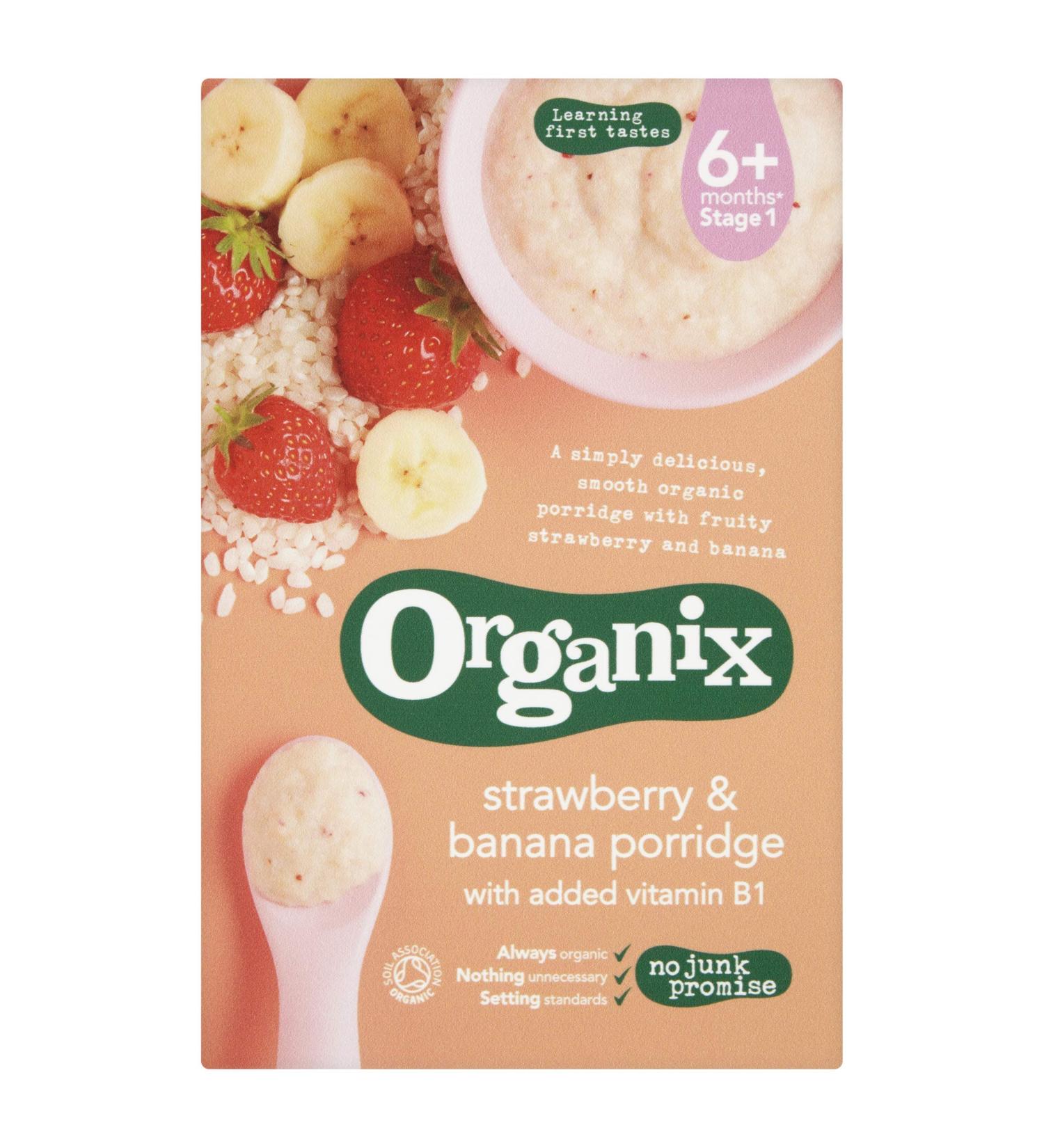 Organix Strawberry & Banana Porridge 120g - Organic Baby Breakfast Option - Buy Online on GoSupps.com