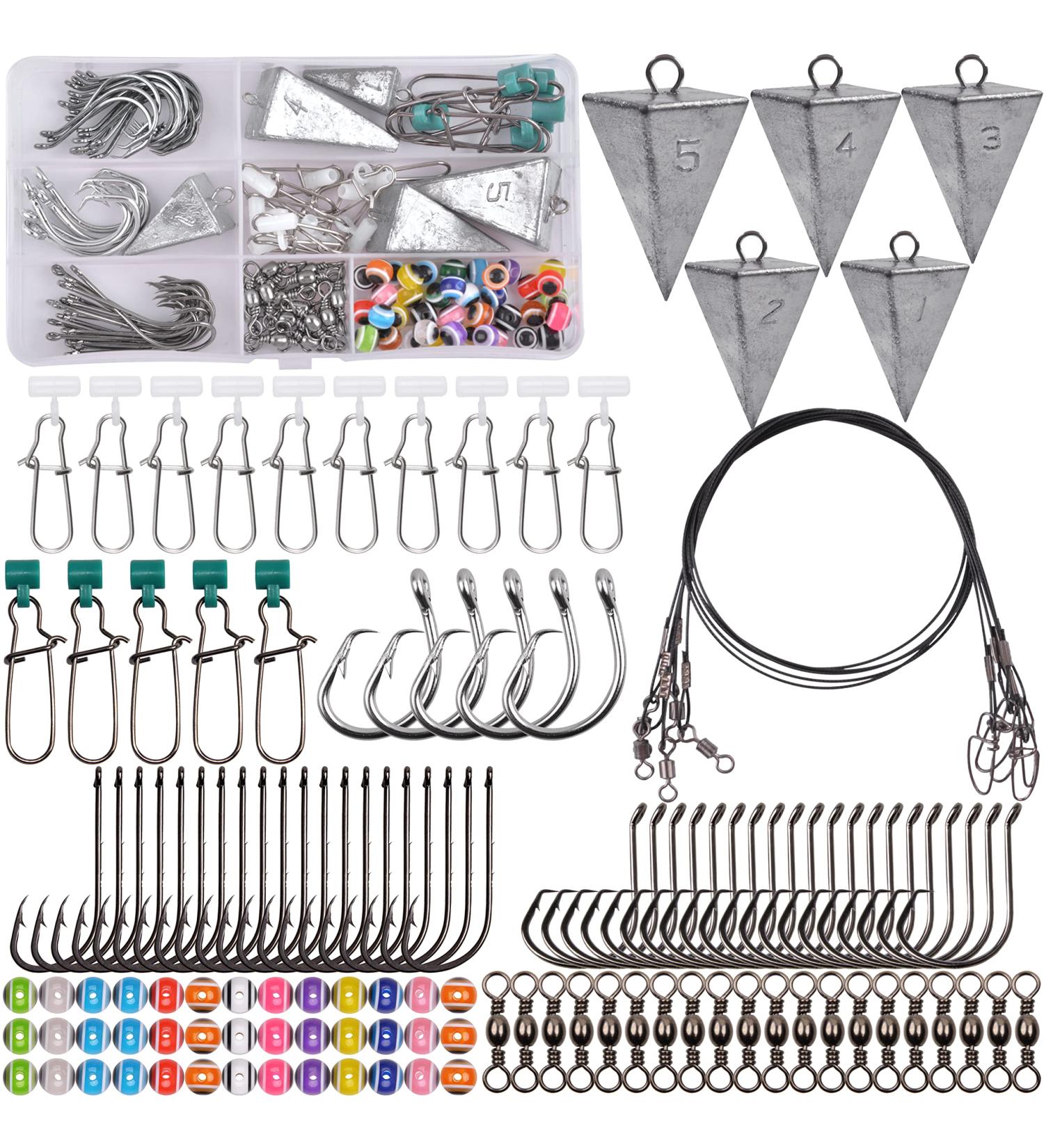 AGOOL Saltwater Surf Fishing Tackle Kit - 130pcs Rigs, Wire Leaders, Sinker Weights, Hooks & Accessories - Buy Online on GoSupps.com