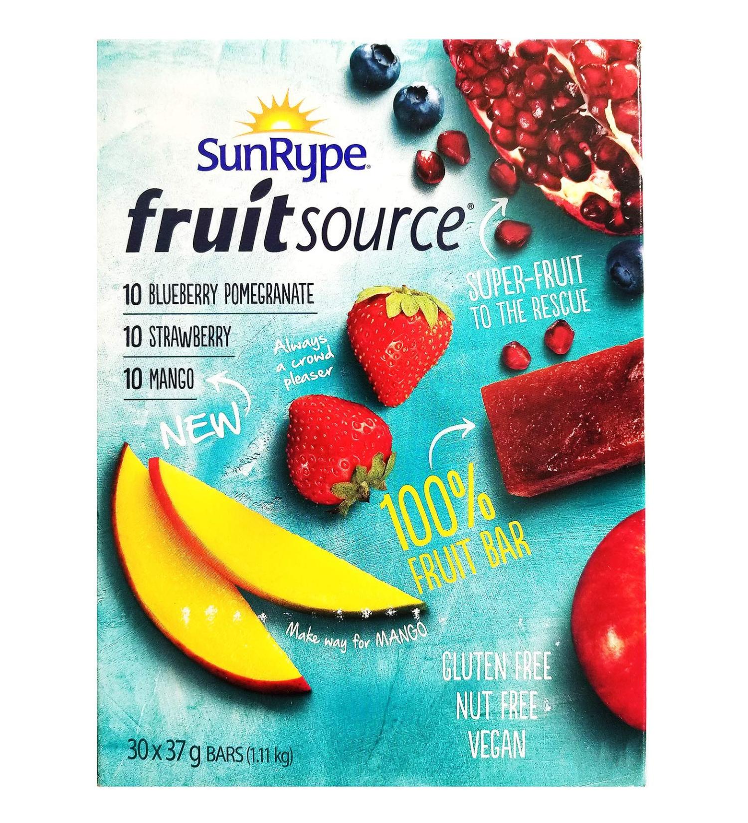 SunRype Fruit Source 100% Fruit Bar 30ct x 37g Bars - 3 Flavours (Imported from Canada) - Buy Online on GoSupps.com