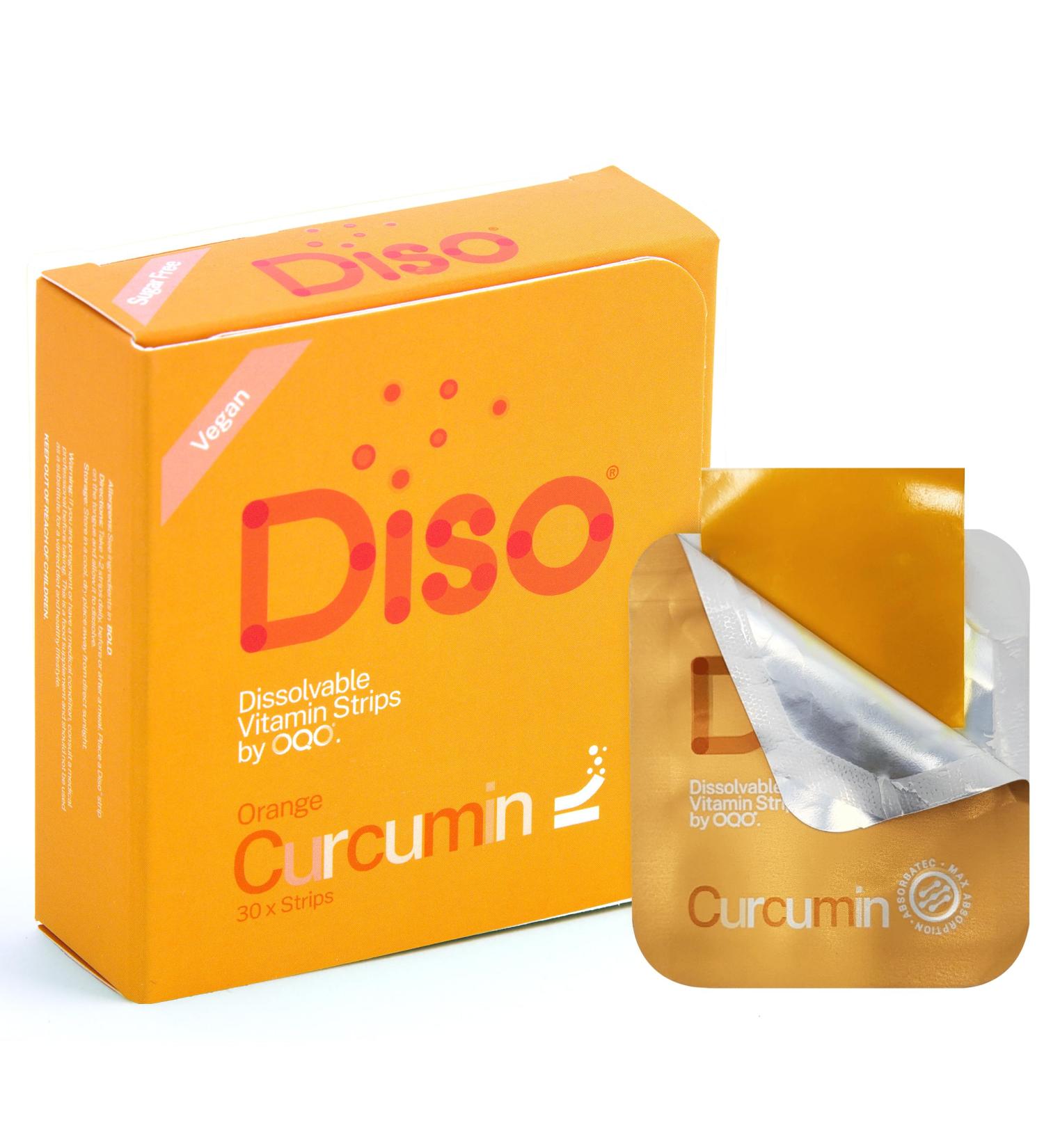 OQO Dissolvable Curcumin Strips - 30 Oral Thin Strips, Vegan, Sugar Free, Orange Flavour - Buy Online on GoSupps.com