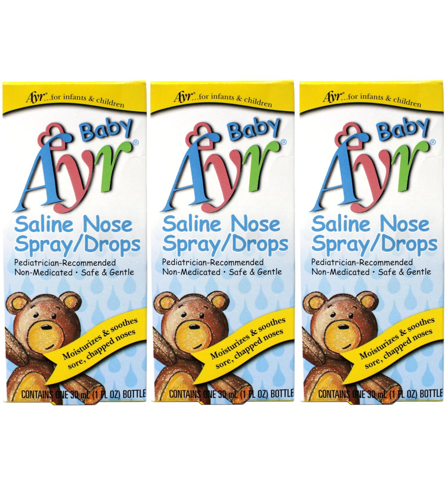 Baby Ayr Saline Nose Spray/Drops 1-Ounce Spray Bottles (Pack of 3) - Buy Online on GoSupps.com
