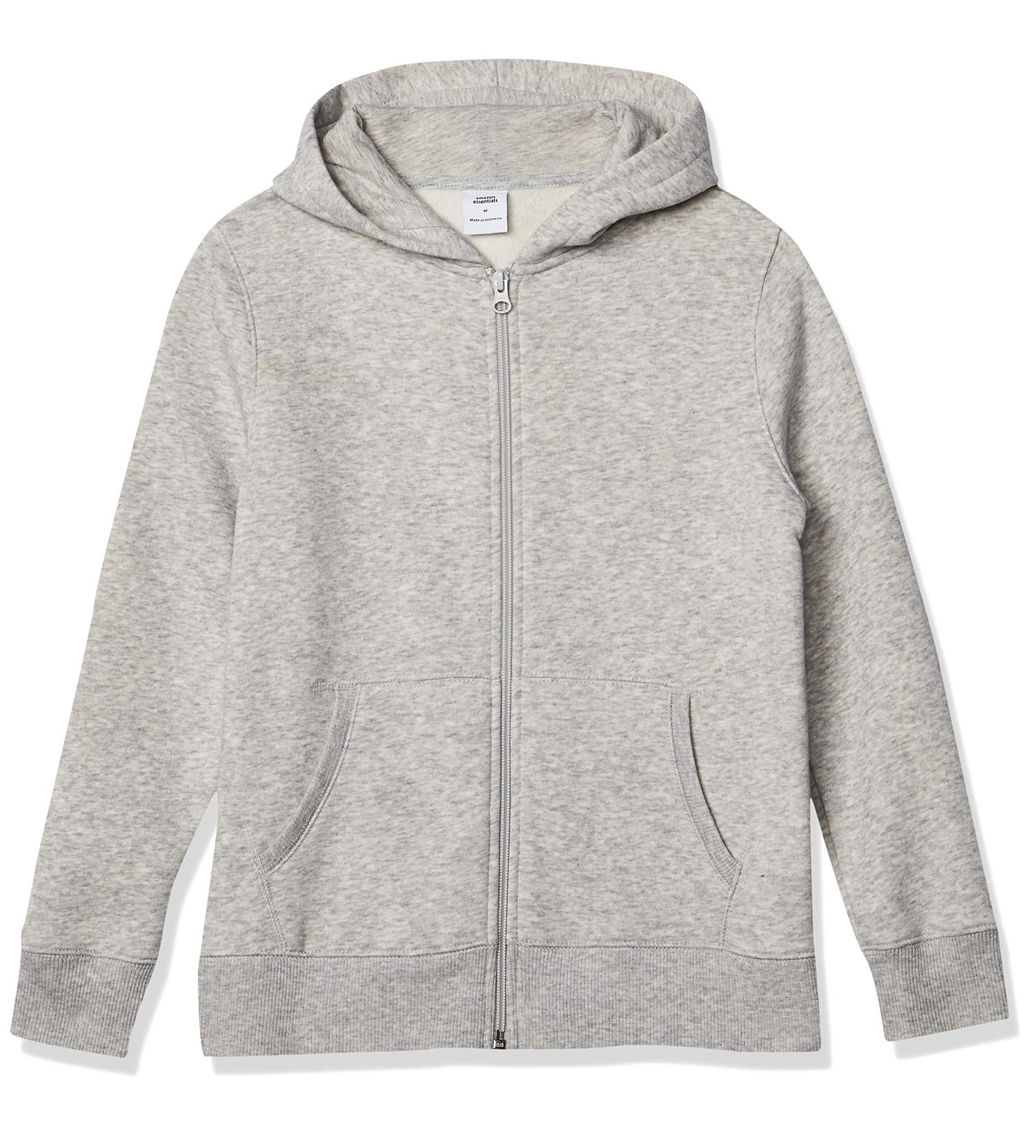 Amazon Essentials Boys' Fleece Zip-Up Hoodie Sweatshirt - Light Grey Heather, Size 8 - Buy Online on GoSupps.com