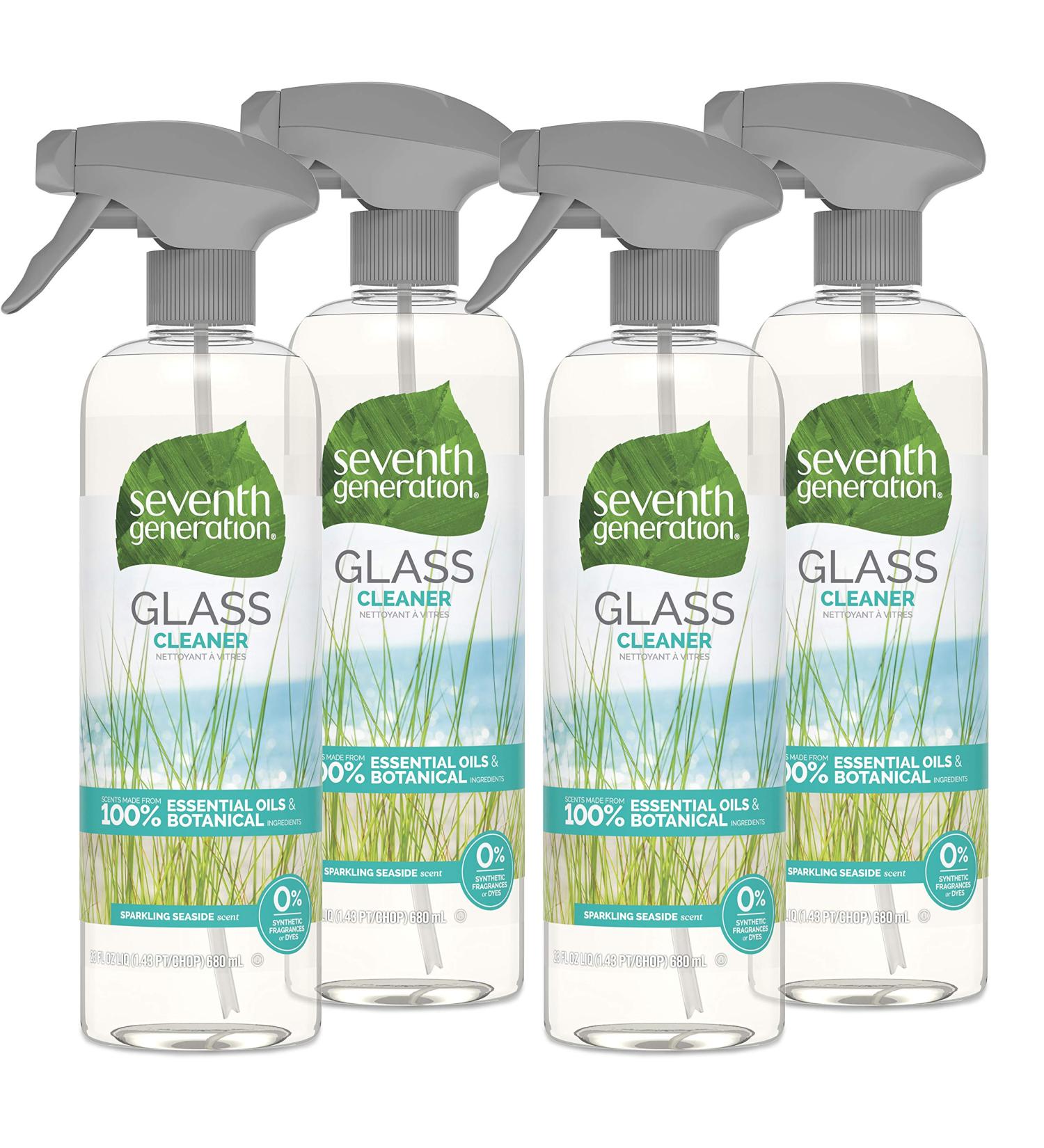 Seventh Generation Biodegradable Glass Cleaner 23 oz (Pack of 4) | Sparkling Seaside Scent - Buy Online on GoSupps.com
