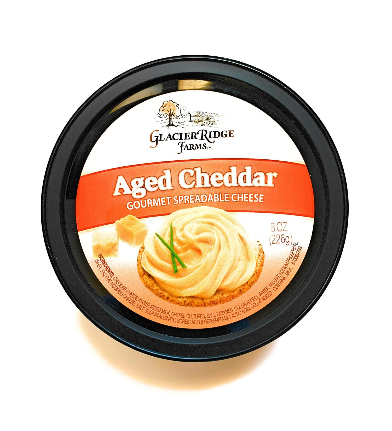 Glacier Ridge Farms Aged Cheddar Gourmet Spreadable Cheese 8oz - Delicious One Cup Size - Buy Online on GoSupps.com