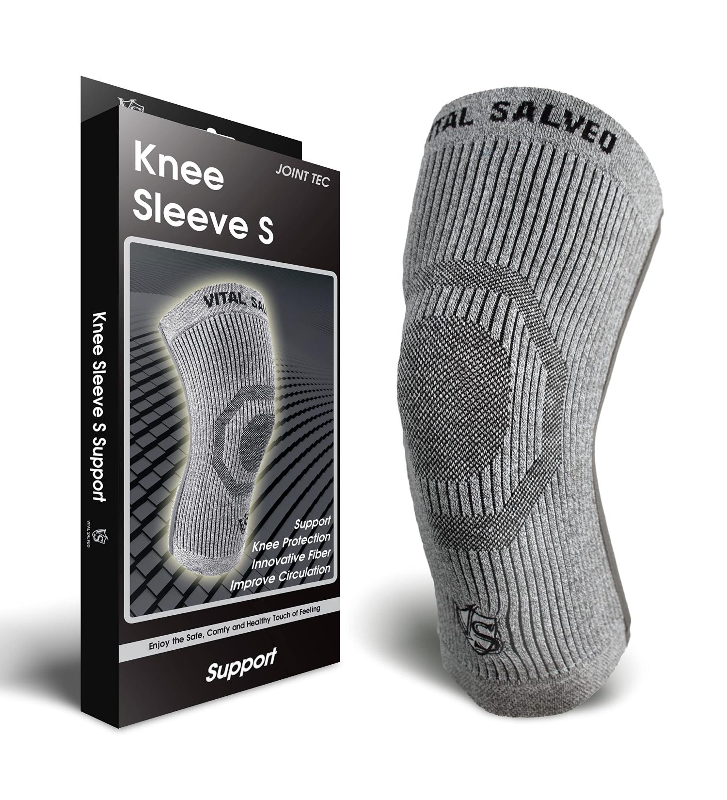 Vital Salveo Knee Compression Sleeve for Swelling Recovery | Knee Brace for Pain Relief in Men & Women | Unisex Sports Support for Running Basketball & Gym (Light Grey XXXL - Buy Online on GoSupps.com