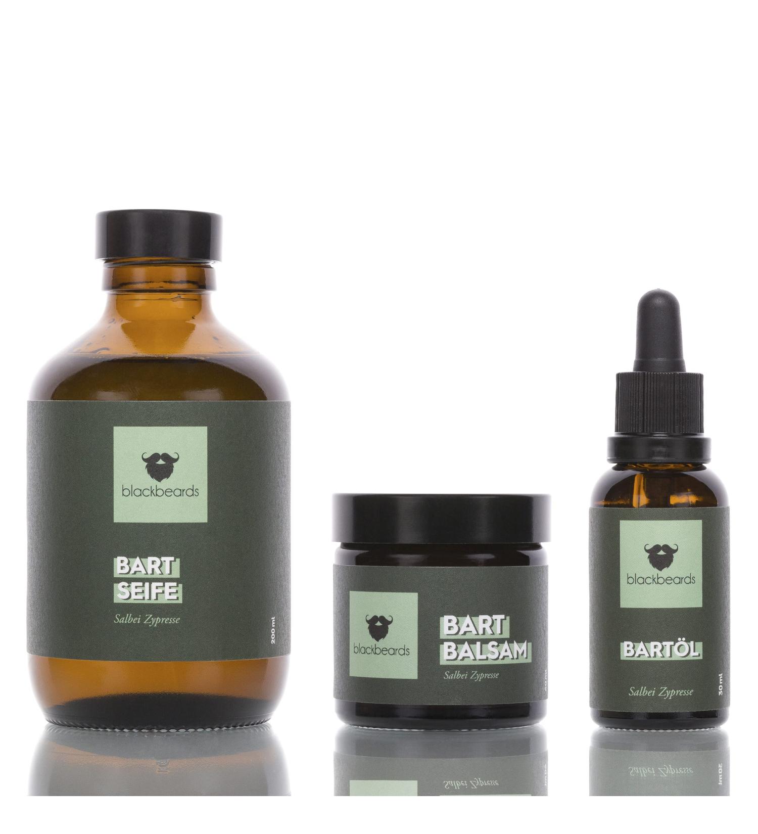 Blackbeard's Beard Care Set | Sage Cypress | Spicy Fragrance | Beard Oil Balm & Soap | Perfect Gift for Every Beard - Buy Online on GoSupps.com
