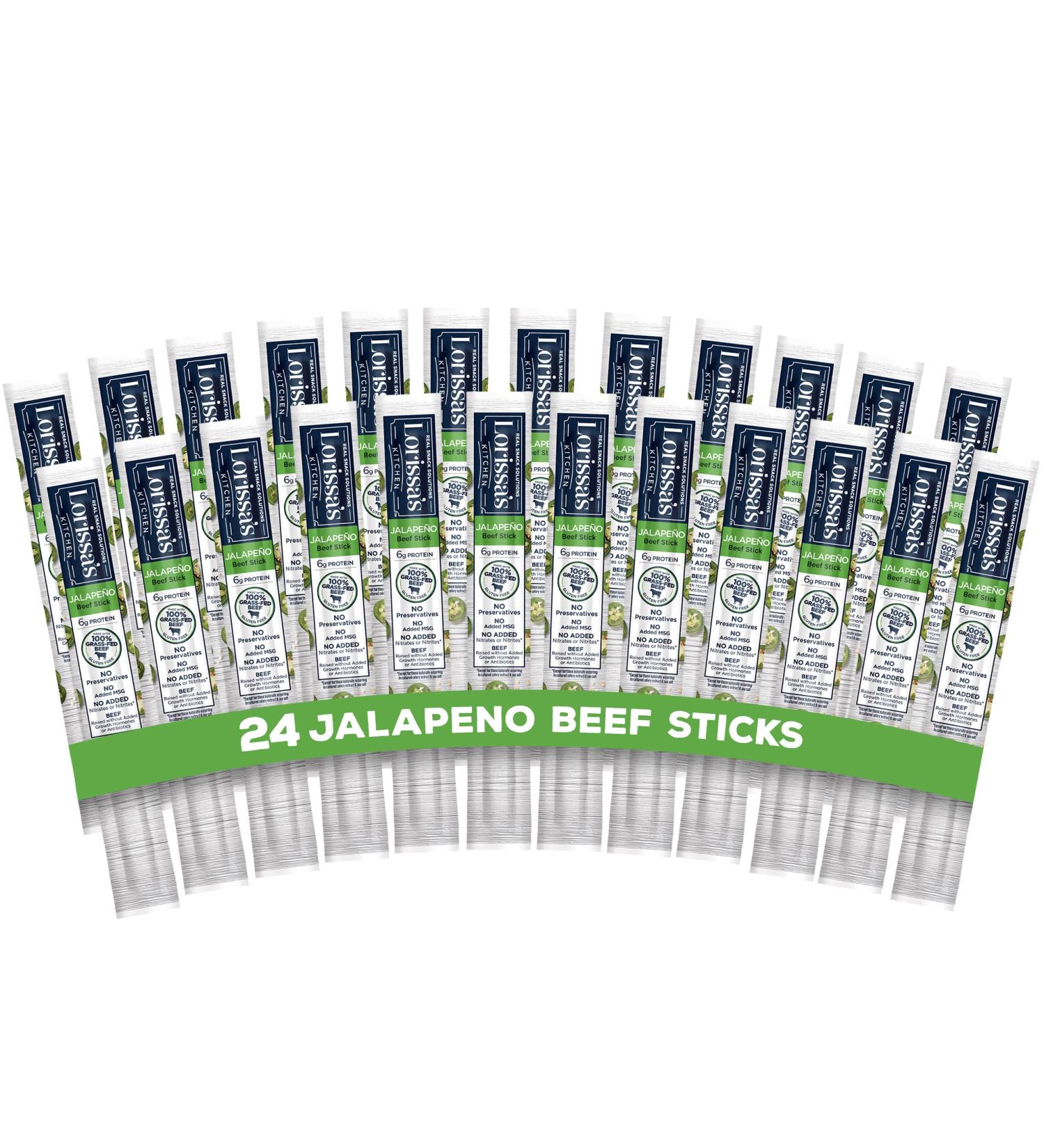 Lorissa's Kitchen Grass-Fed Beef Sticks - Jalapeno Flavor  1 oz - Pack of 24 - Buy Online on GoSupps.com