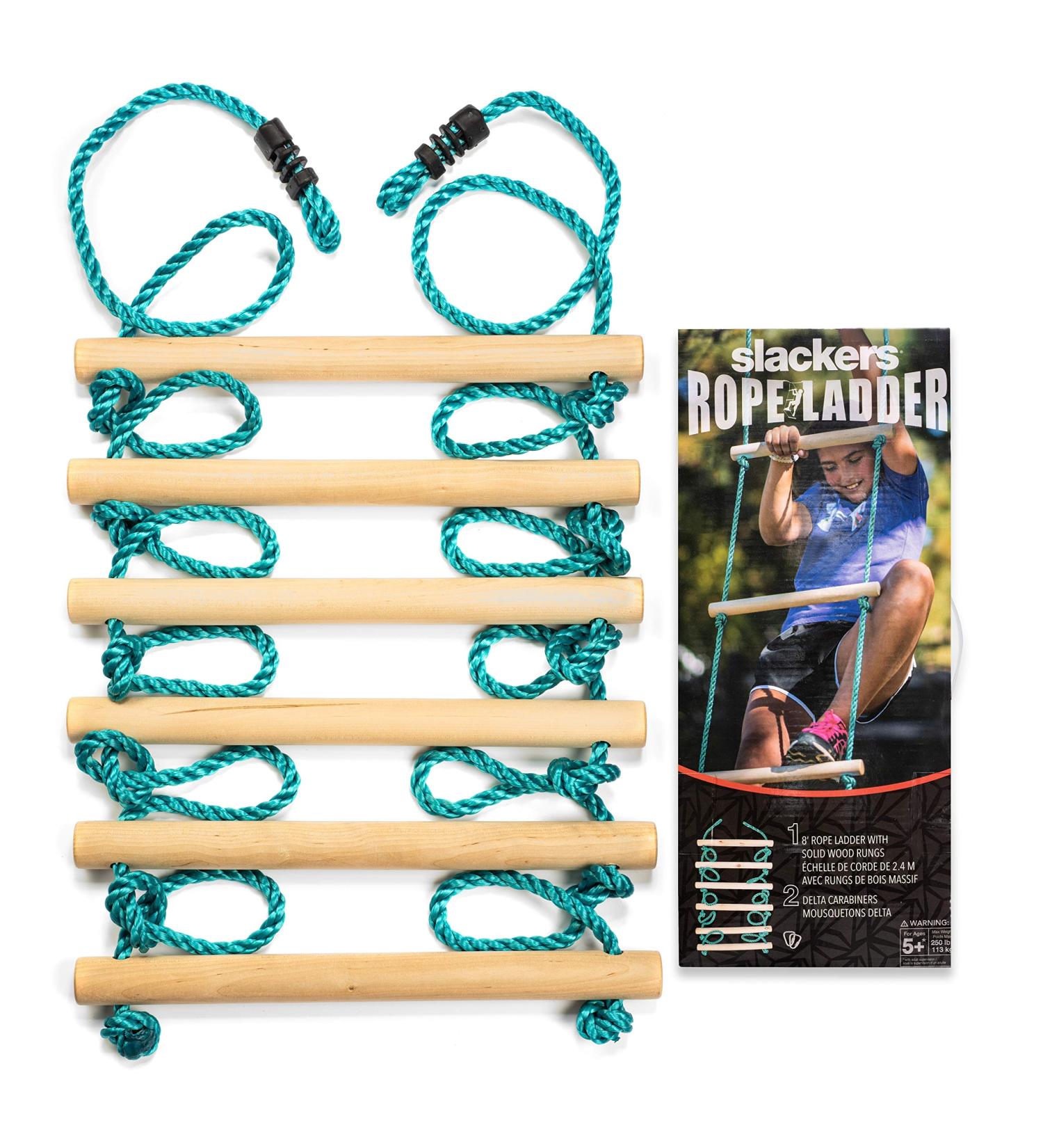 Slackers 8ft Rope Ladder: Outdoor Ninja Warrior Training Equipment for Kids - Perfect for Backyard Obstacle Courses - Ages 5 - Buy Online on GoSupps.com