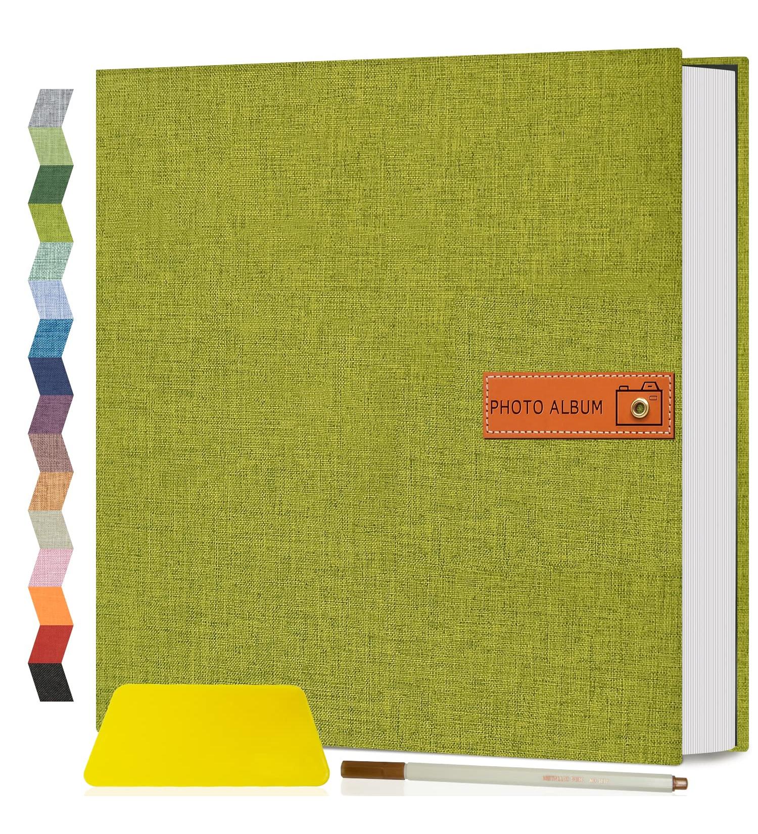 Popotop Large Self Adhesive Photo Album | DIY Scrapbook for Mom & Family | 40 Pages Picture Book with Pen and Board | 11.5 x 10.6 inches | Matcha Green - Buy Online on GoSupps.com