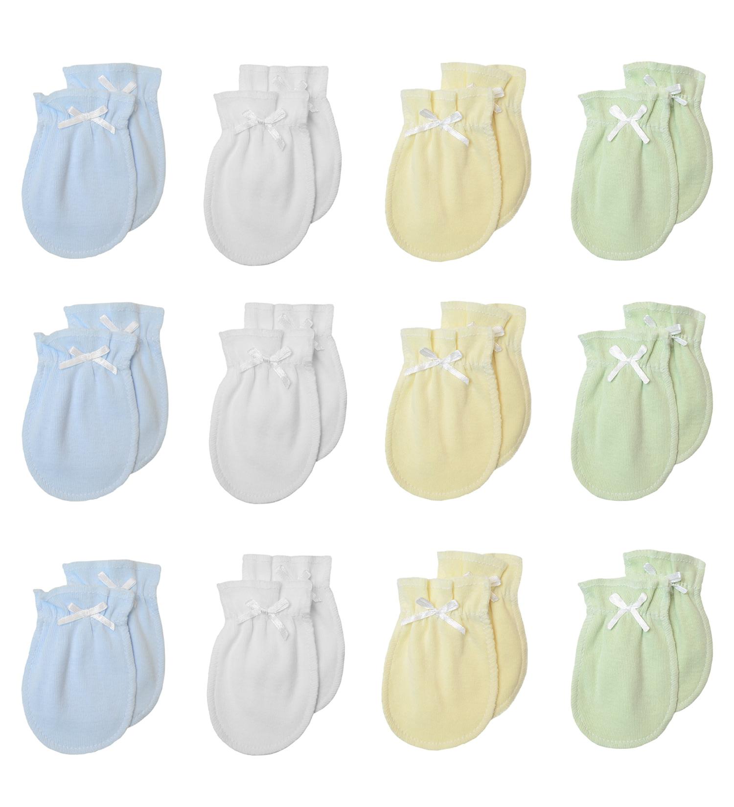 TL Care Newborn Baby 100% Cotton Scratch-Free Mittens for Boys - 12 Pair Pack - Buy Online on GoSupps.com