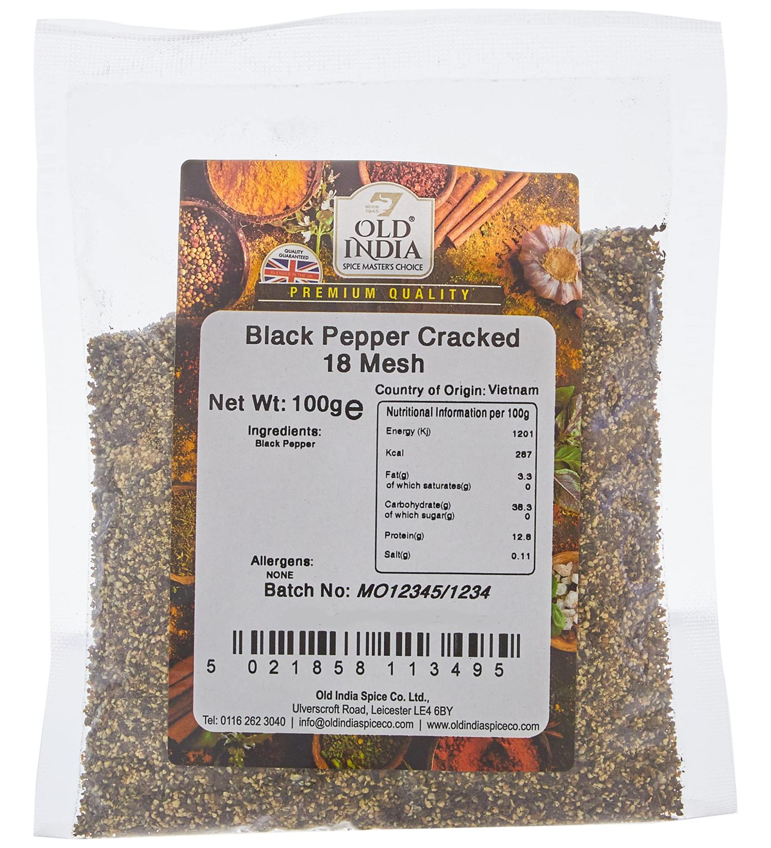 Old India Black Pepper Cracked 18 Mesh 100g - Premium Quality Spice (Pack of 1) - Buy Online on GoSupps.com
