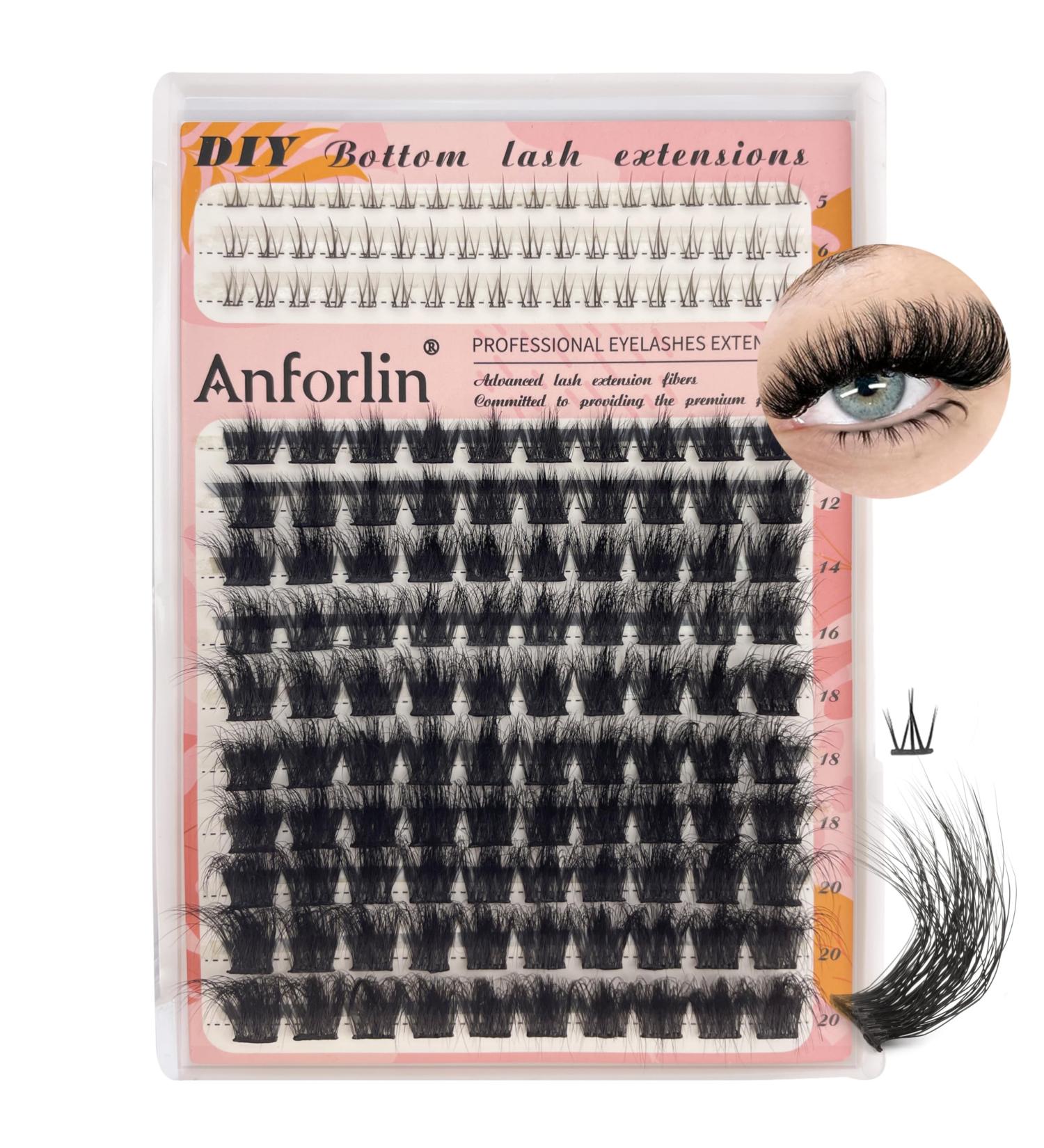 Fluffy Lash Clusters 10-20mm | 3D D Curl Eyelash Extensions - 154 PCS Natural DIY Lashes | Anforlin - Buy Online on GoSupps.com