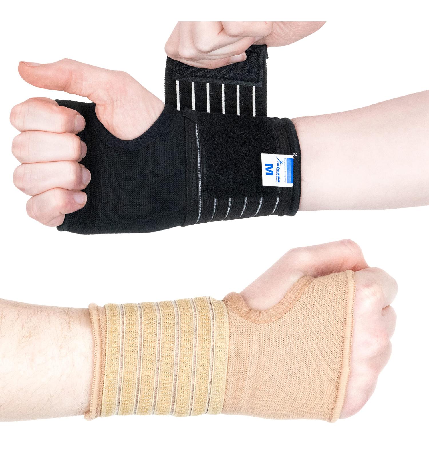 Actesso Elastic Wrist Bandage - Support for Sprains & RSI | Medium Black Hand Bandage | Right & Left - Buy Online on GoSupps.com