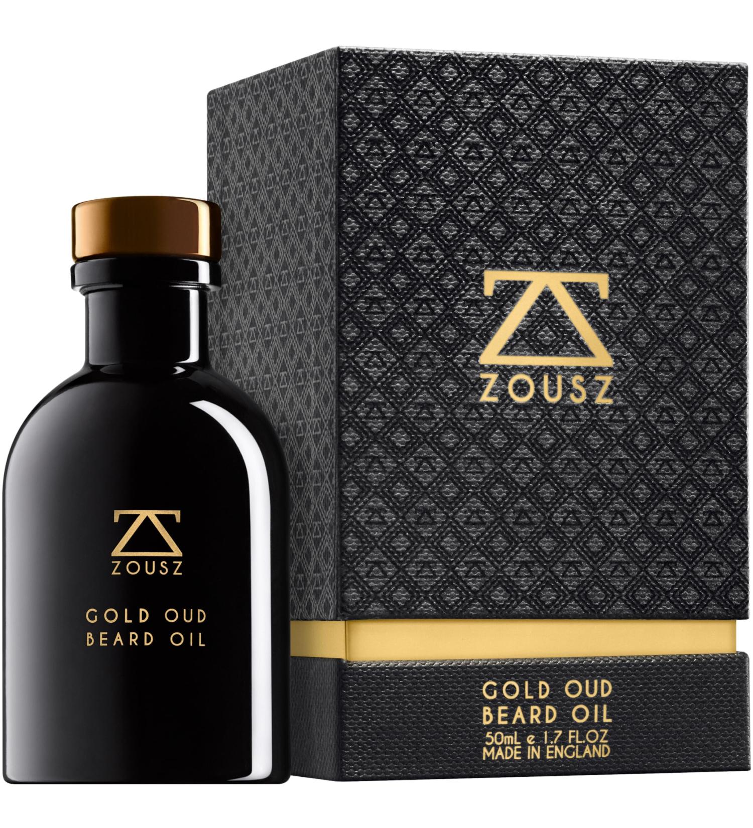 ZOUSZ Gold Oud Beard Oil - Men's Grooming with Avocado, Argan & Macadamia Oils - Non-Greasy Softener & Moisturizer - Vegan-Friendly Gift - 50mL - Buy Online on GoSupps.com
