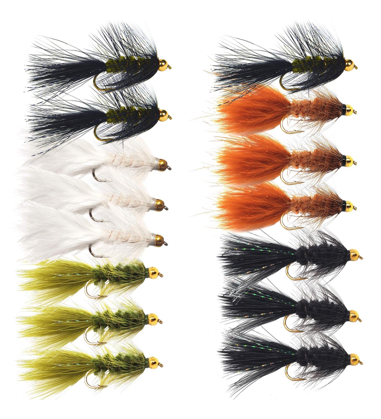 Woolly Bugger Trout Fly Fishing Streamer Assortment 15 Pack Size #8 - Premium Fly Fishing Lures - Buy Online on GoSupps.com