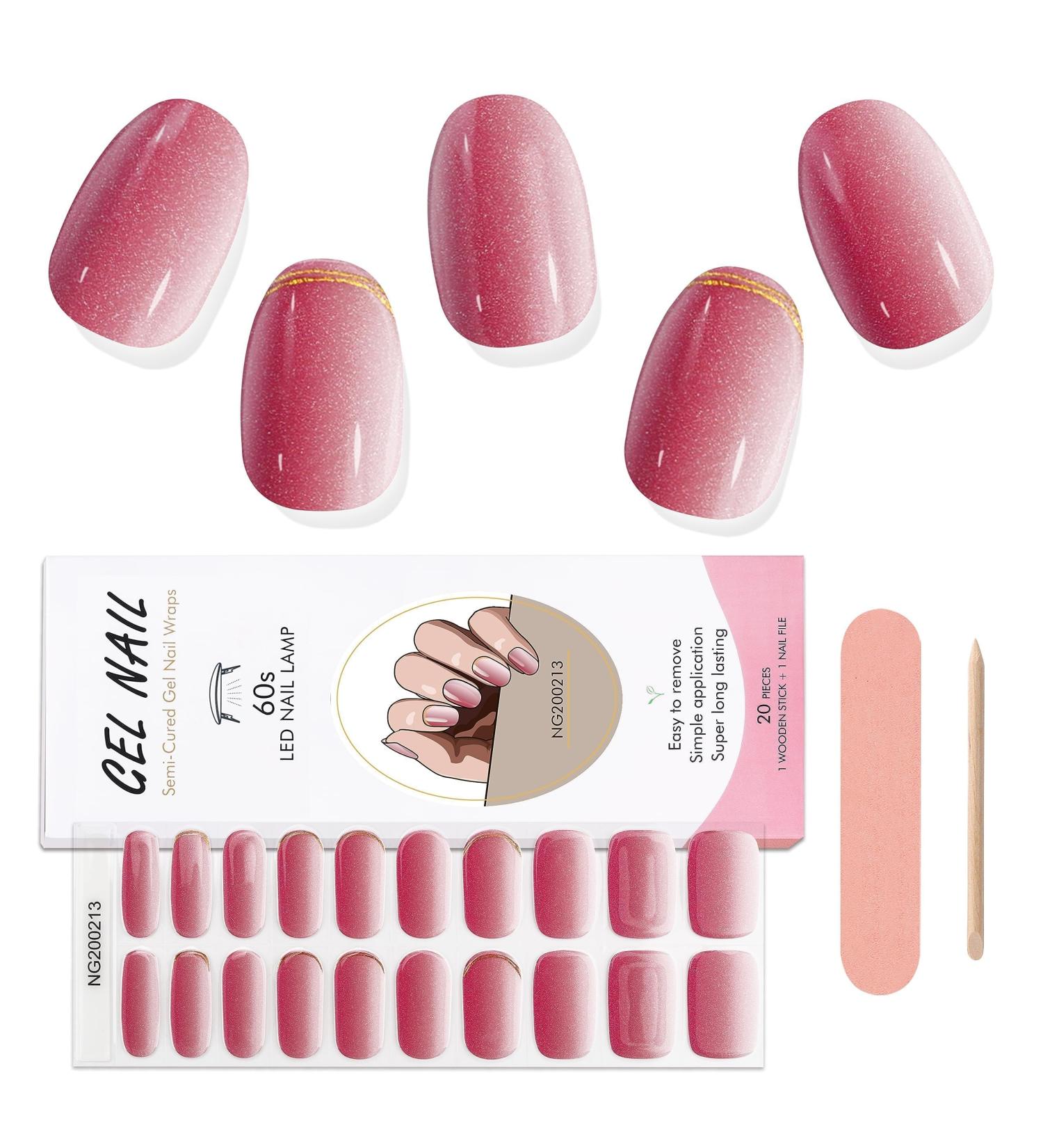 EBANKU 20 PCS Gel Nail Strips Gel Nail Strips Full Wraps Adhesive Gel Nail Stickers with Nail File and Stick(UV/LED Lamp Required)-3 # 3 - Buy Online on GoSupps.com