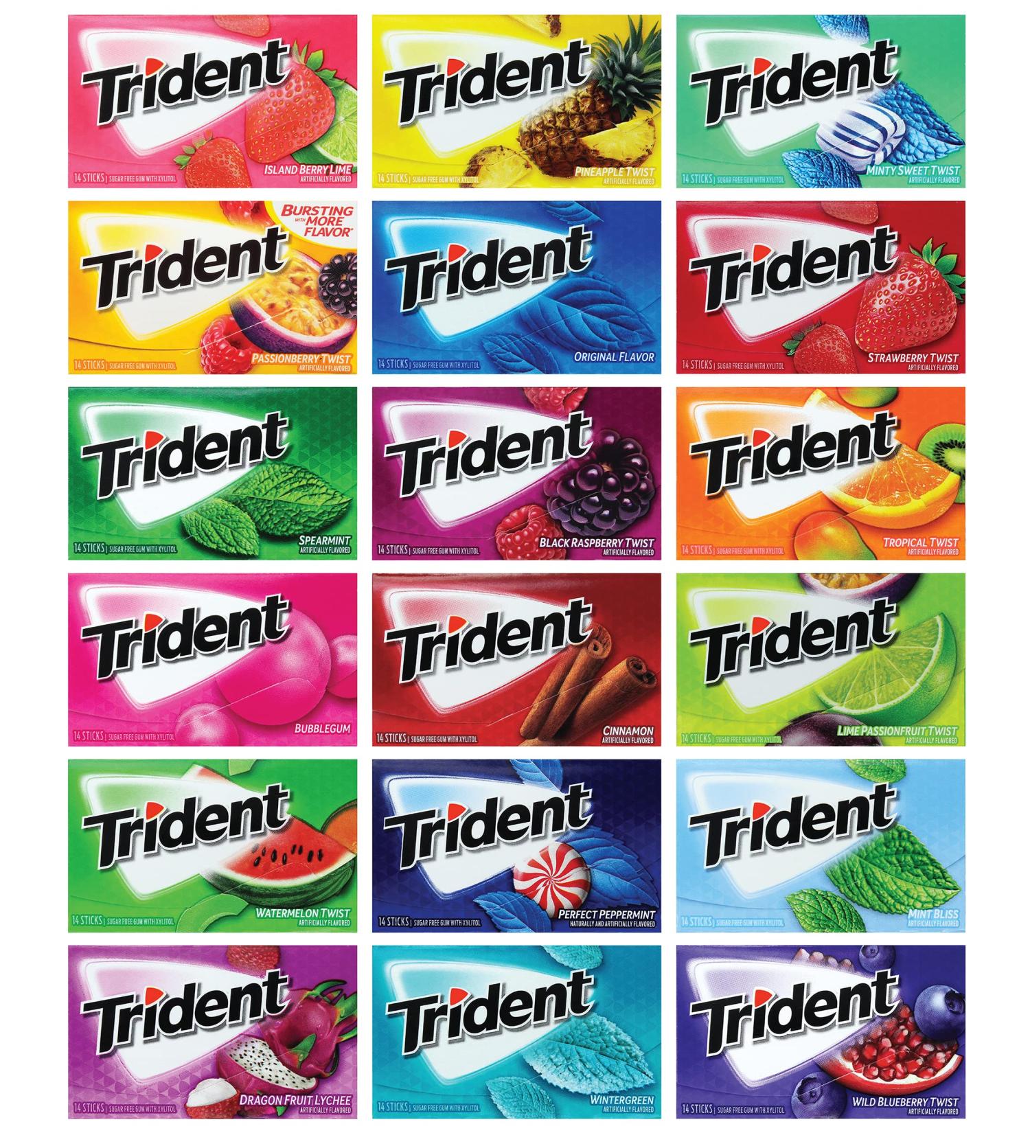 Trident Sugar-Free Chewing Gum Assorted Flavors 10 Pack | Niro Assorted Flavors - Buy Online on GoSupps.com