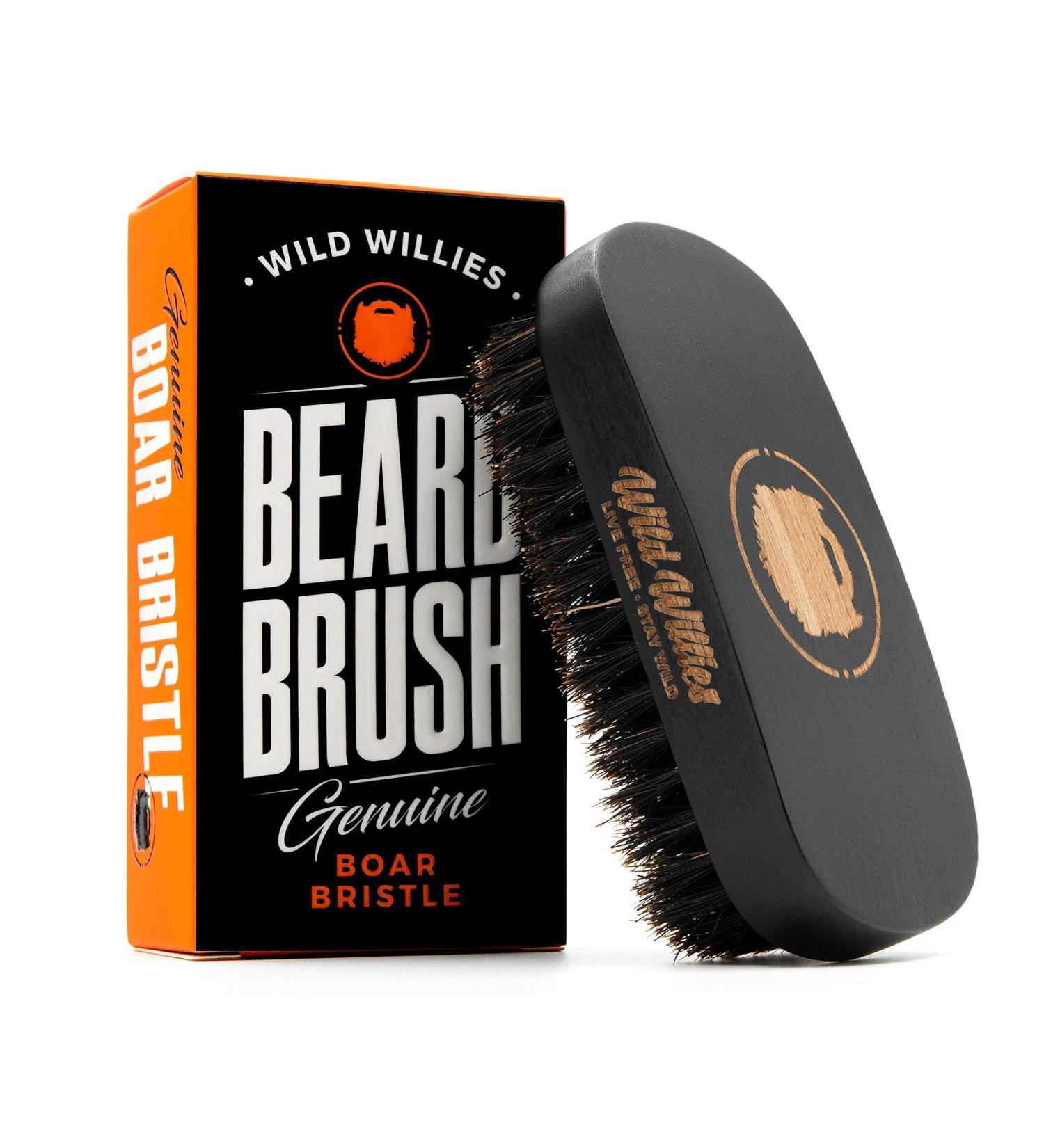 Wild Willies Natural Boar Bristle Beard Brush - Small Travel Size for Professional Grooming - Buy Online on GoSupps.com