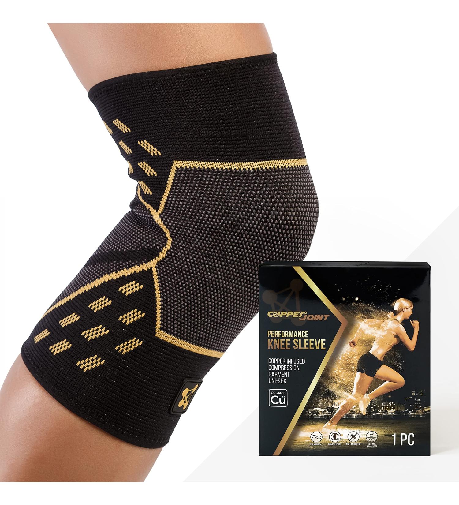 CopperJoint Compression Knee Sleeve for Workout, Running, Weightlifting - Medium Knee Brace for Arthritis Pain & Support - Buy Online on GoSupps.com
