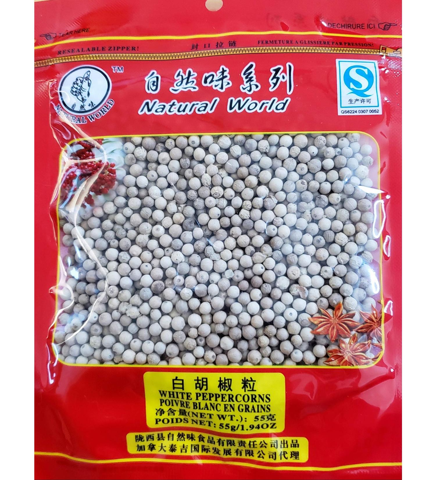 Natural World White Peppercorns 55 Grams