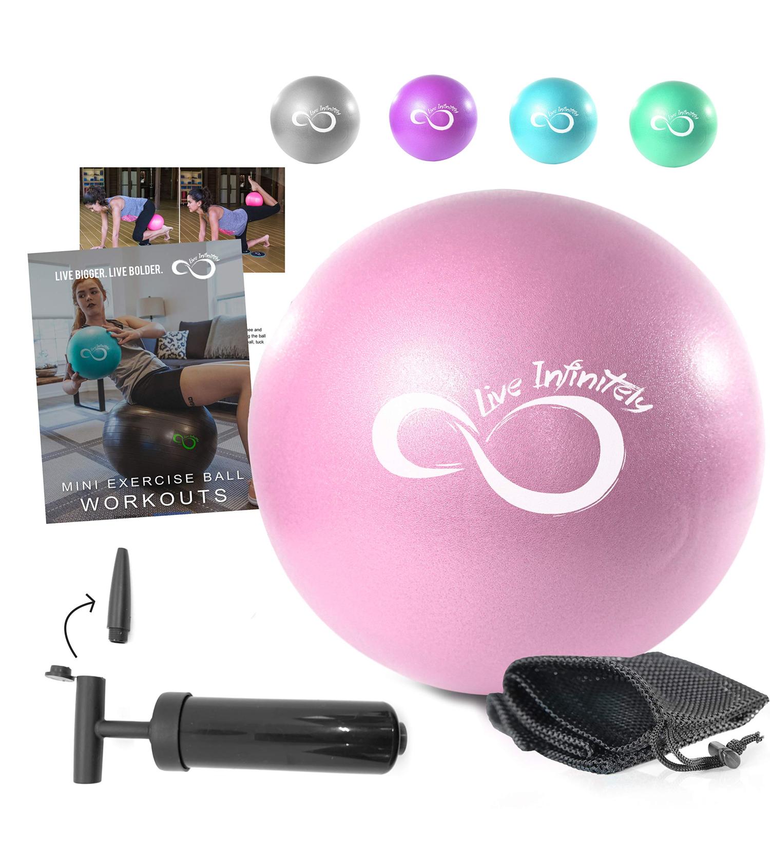 Live Infinitely 9 Inch Barre Pilates Ball & Hand Pump Anti Burst Mini Ball & Digital Workout eBook Included for Yoga  Exercise  Balance & Stability Training  Comes with Mesh Carrying Bag Rose 9 Inch - Buy Online on GoSupps.com