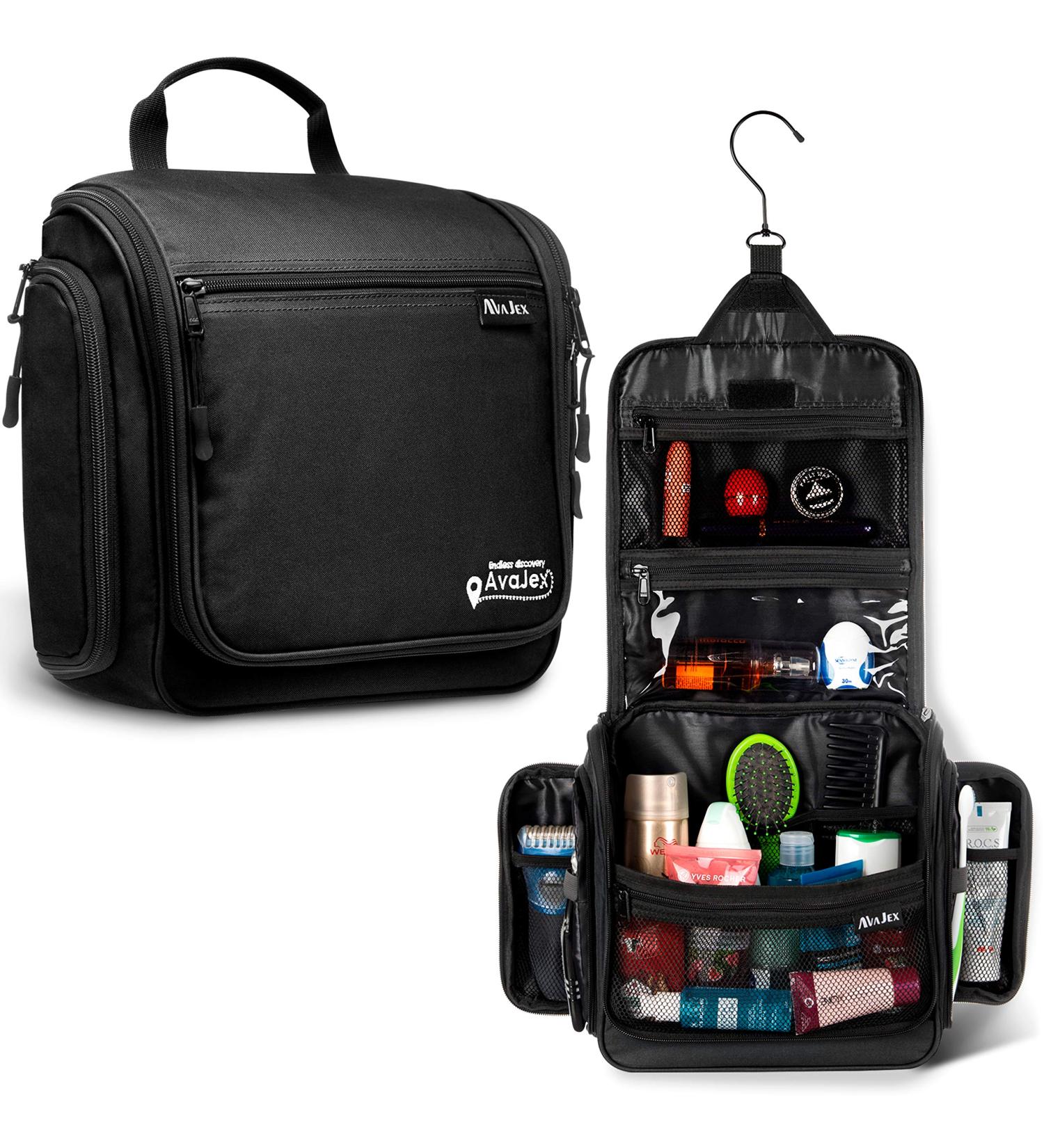 Premium Large Hanging Travel Toiletry Bag for Men and Women - Toiletry Organizer - Waterproof Hygiene Bag with Metal Xxl Swivel Hook  YKK Zippers and 19 Compartments for Toiletries  Makeup  Cosmetics Jet Black - Buy Online on GoSupps.com